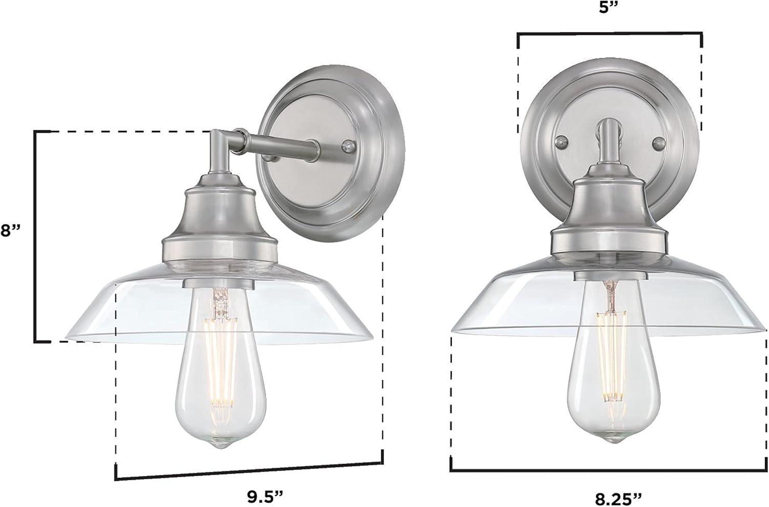 image:imageWestinghouse 6129100 Iron Hill VintageStyle One Light Wall Fixture Brushed Nickel Finish Clear GlassBrushed Nickel Clear Glass