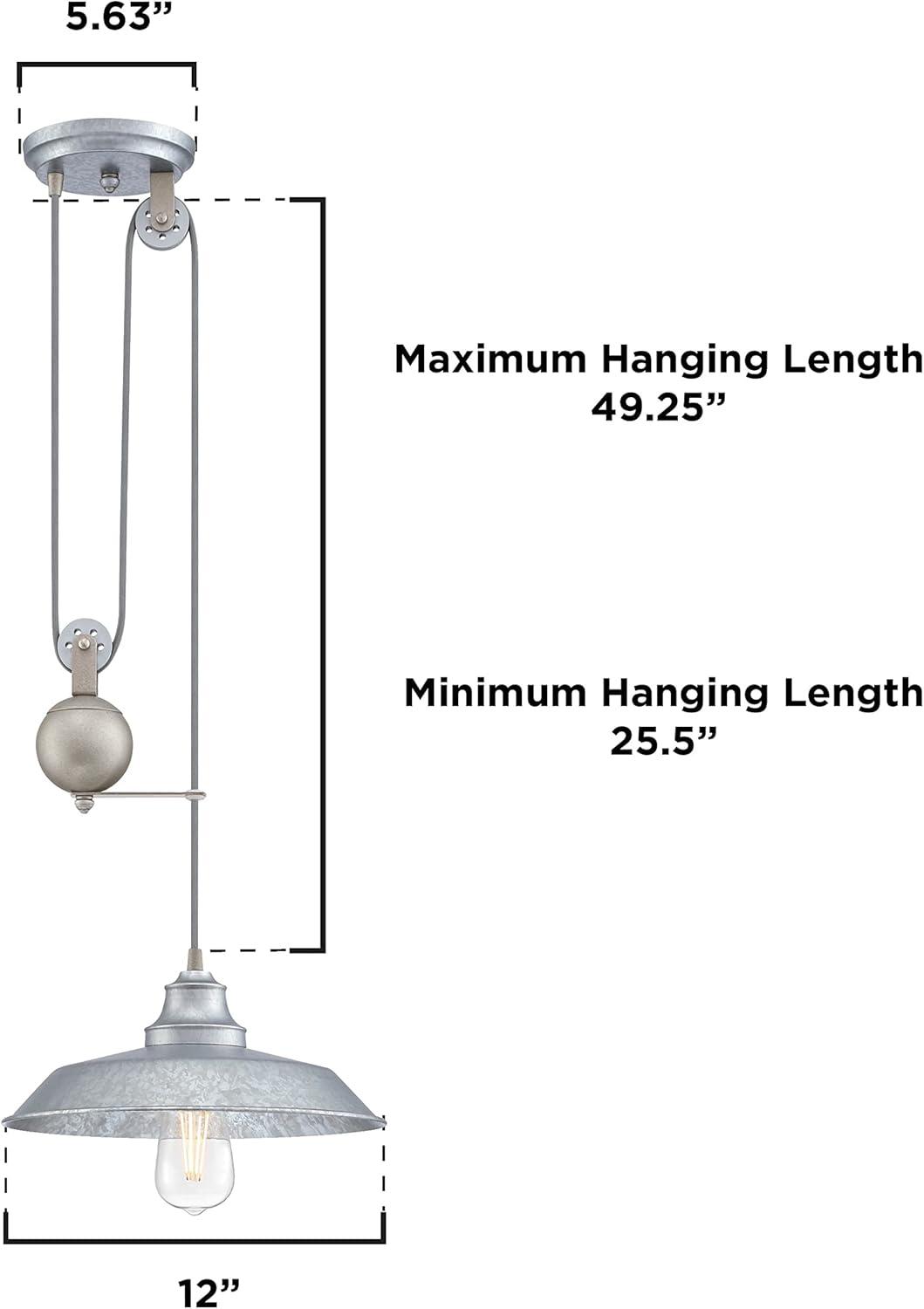 image:imageWestinghouse 6129300 Iron Hill VintageStyle One Light Indoor Pulley Pendant Matte Black FinishGalvanized Steel