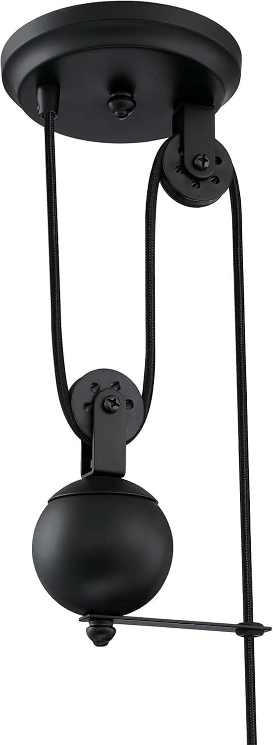 image:imageWestinghouse 6129300 Iron Hill VintageStyle One Light Indoor Pulley Pendant Matte Black FinishMatte Black