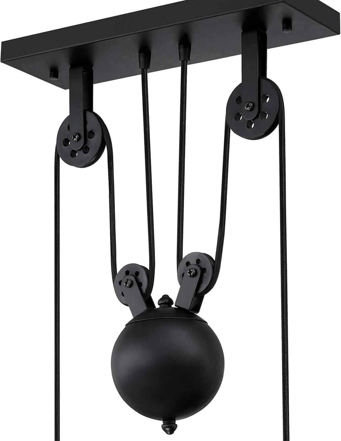 image:imageWestinghouse 6129400 Iron Hill VintageStyle Three Light Indoor Pulley Pendant Matte Black FinishMatte Black