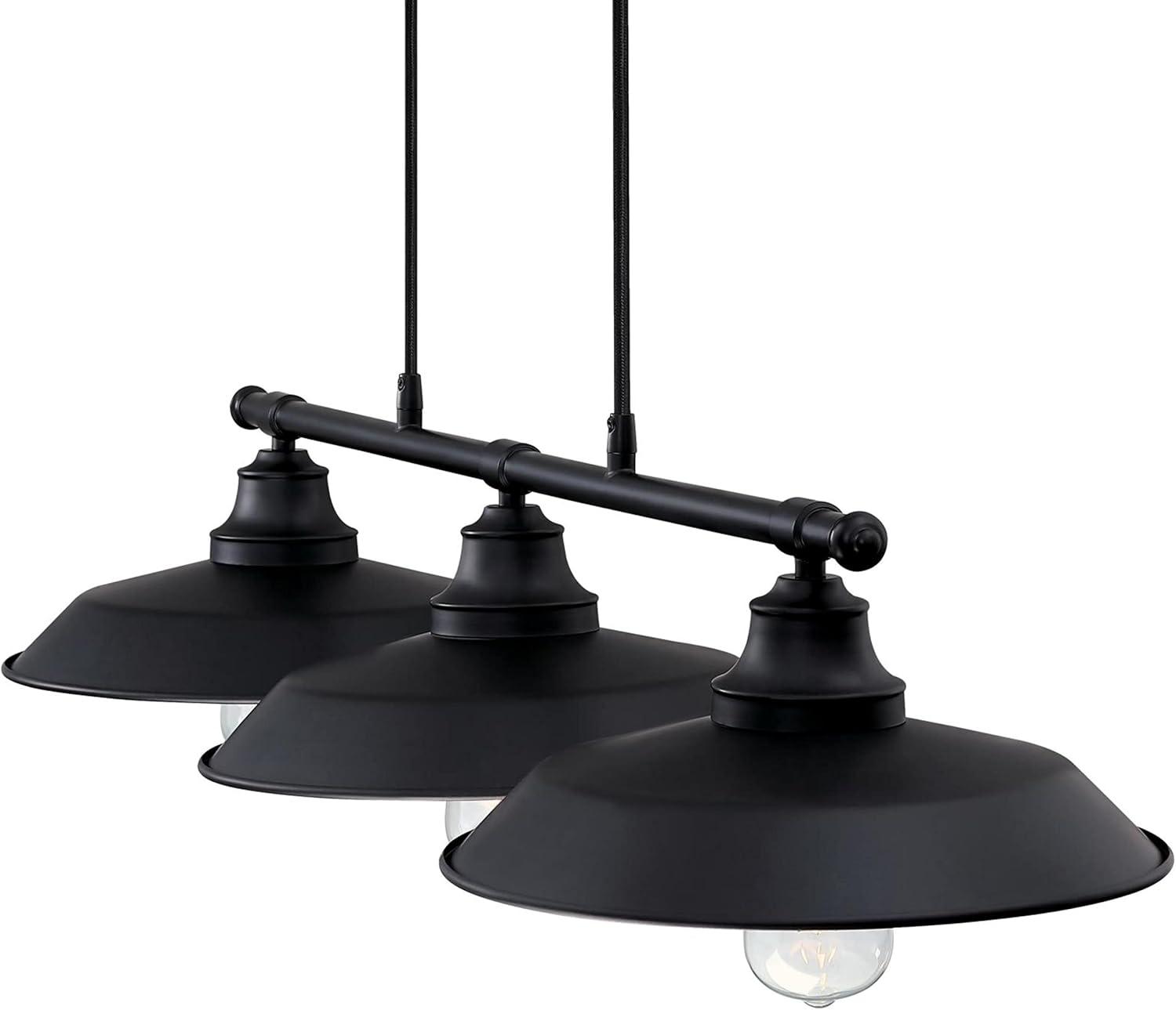 image:imageWestinghouse 6129400 Iron Hill VintageStyle Three Light Indoor Pulley Pendant Matte Black FinishMatte Black