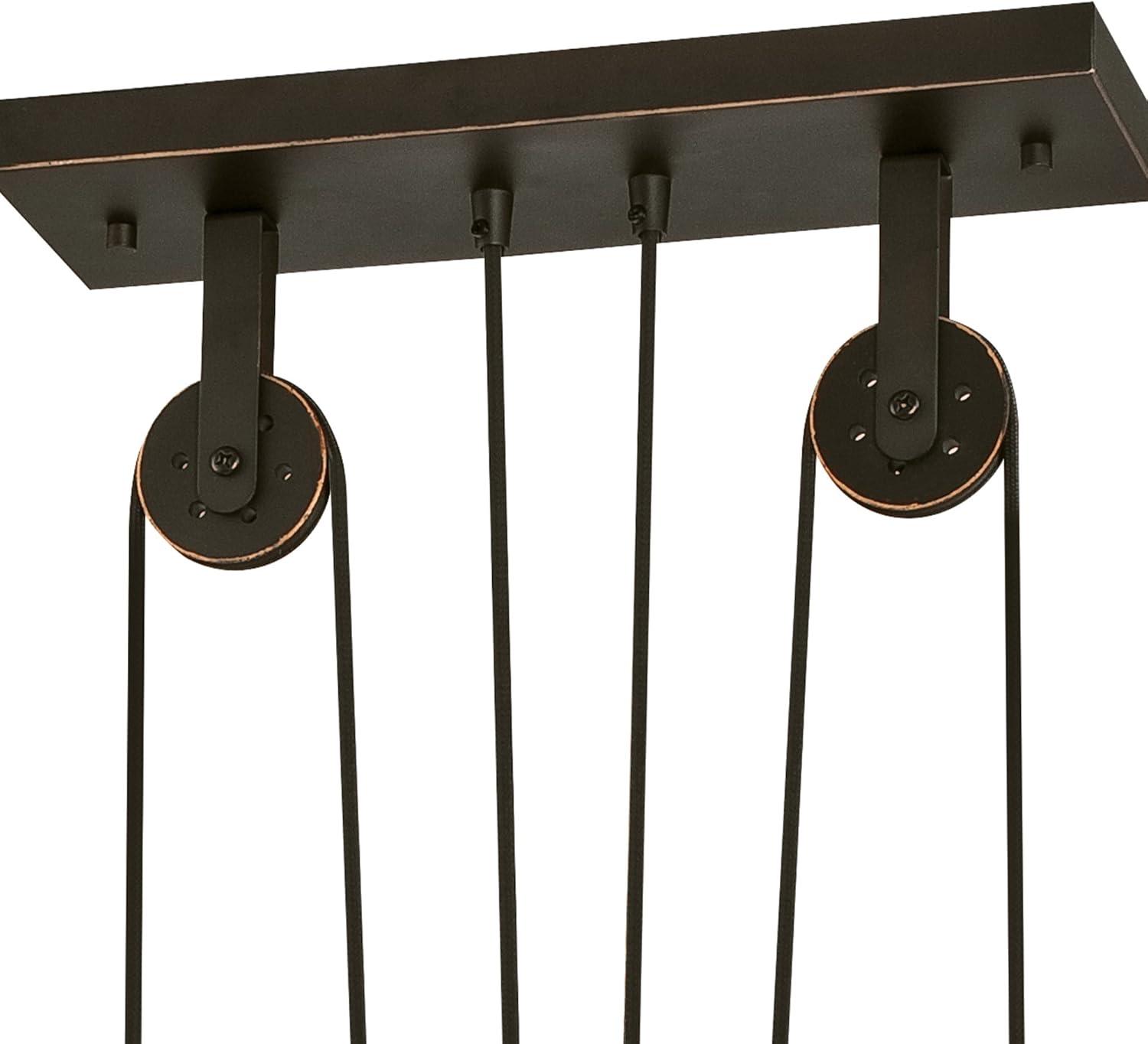 image:imageWestinghouse 6129400 Iron Hill VintageStyle Three Light Indoor Pulley Pendant Matte Black FinishOil Rubbed Bronze Bronze