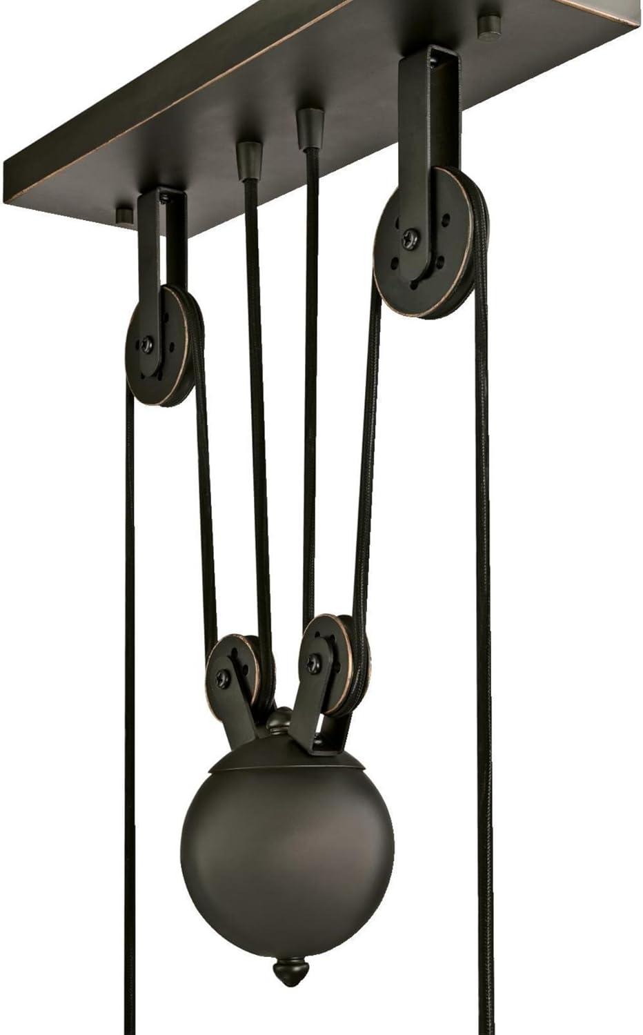 image:imageWestinghouse 6129400 Iron Hill VintageStyle Three Light Indoor Pulley Pendant Matte Black FinishOil Rubbed Bronze Bronze