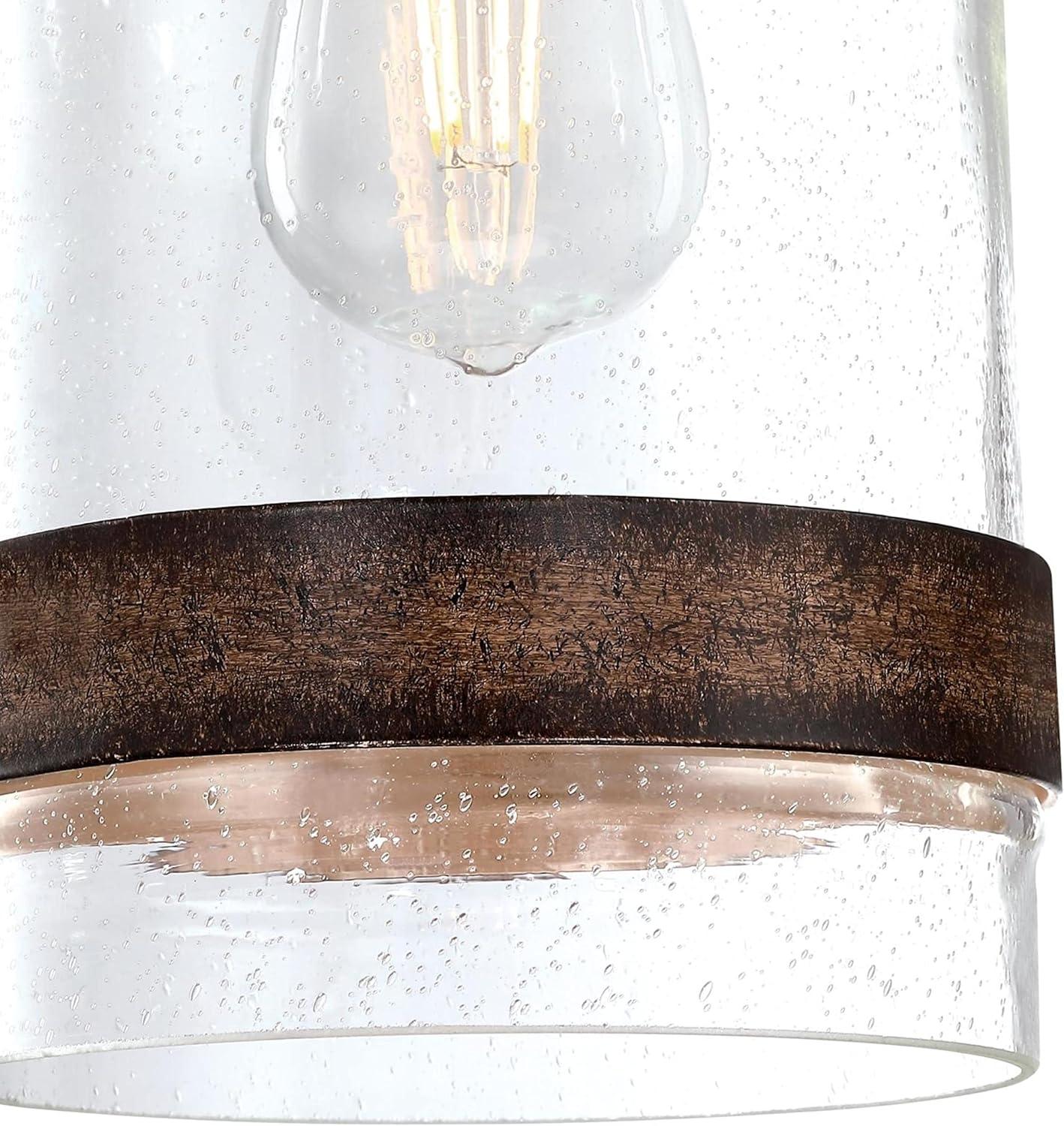 image:imageWestinghouse 6129800 Tarrant CraftsmanStyle One Light Indoor Mini Pendant BlackBronze Finish Clear Seeded Glass with Barnwood Band