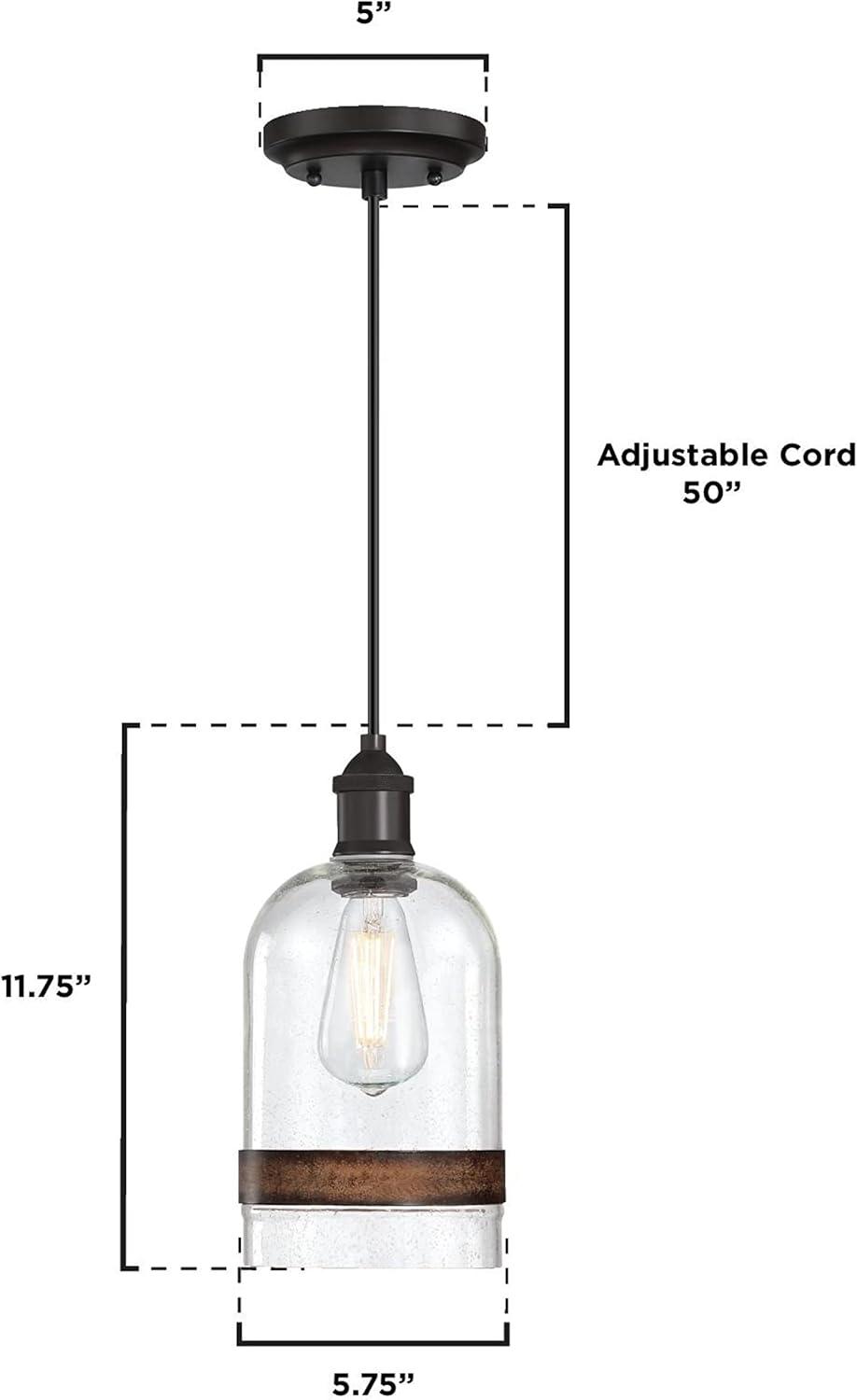 image:imageWestinghouse 6129800 Tarrant CraftsmanStyle One Light Indoor Mini Pendant BlackBronze Finish Clear Seeded Glass with Barnwood Band