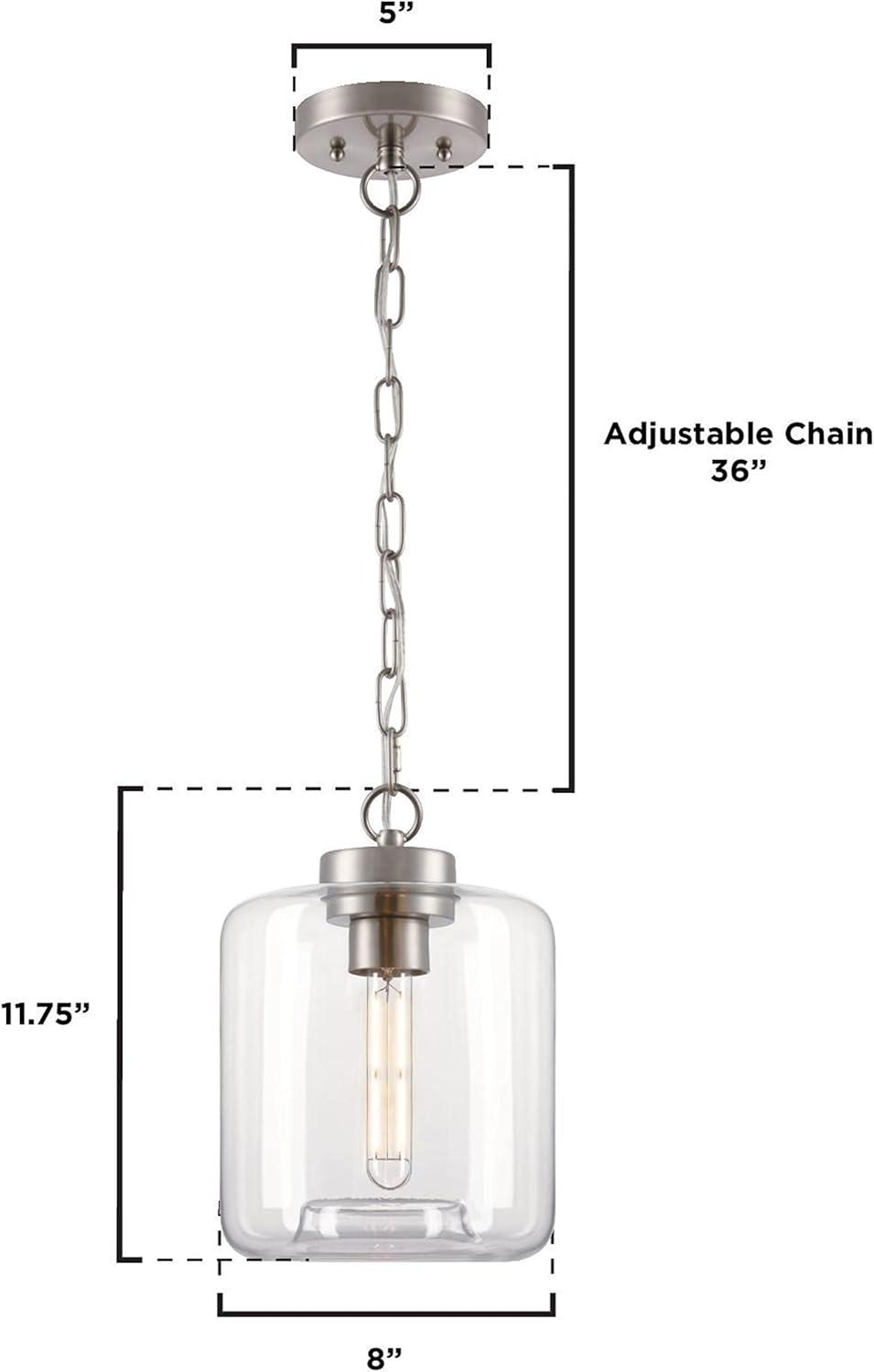 image:imageWestinghouse 6130000 Judd Transitional One Light Indoor Mini Pendant Brushed Nickel Finish Clear Glass