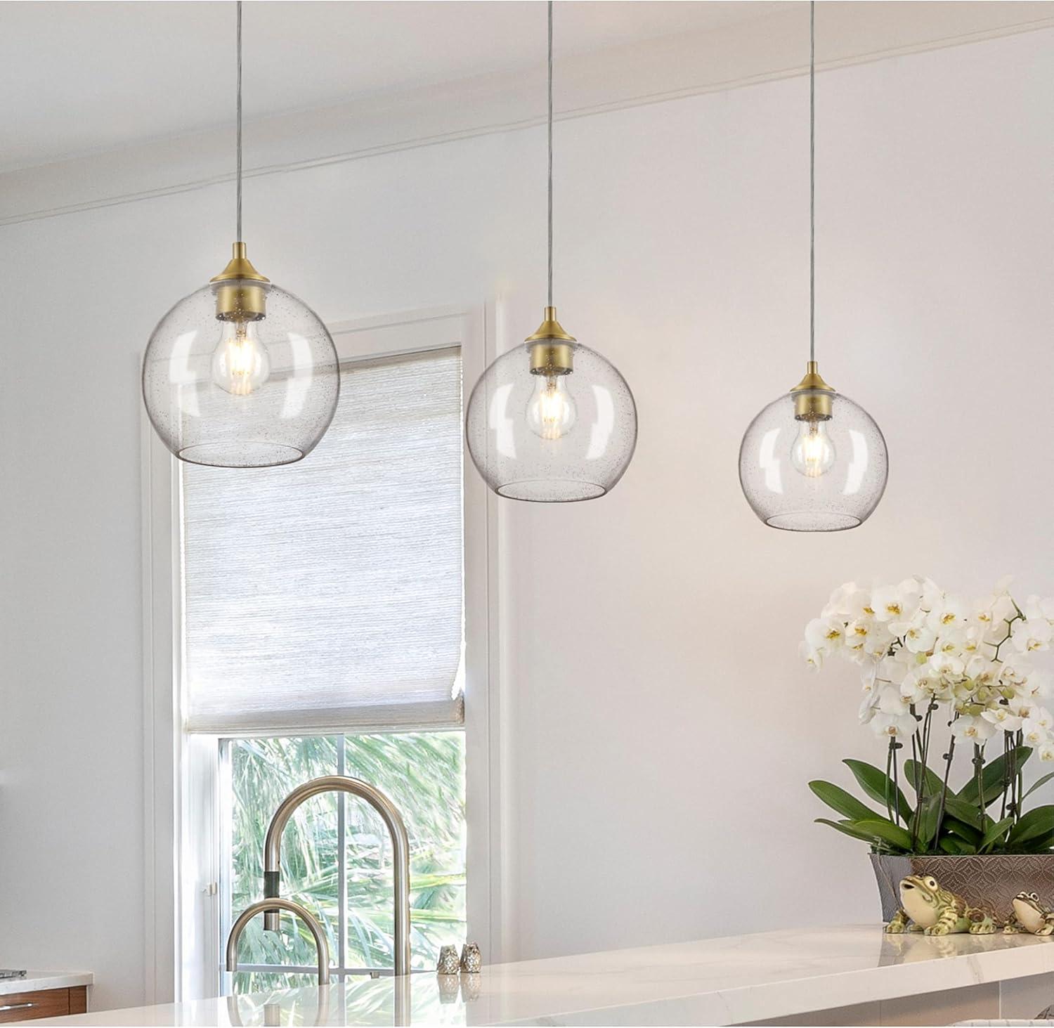 image:imageWestinghouse 6130500 Tatze Contemporary One Light Indoor Mini Pendant Brushed Nickel Finish Clear GlassBrushed Brass