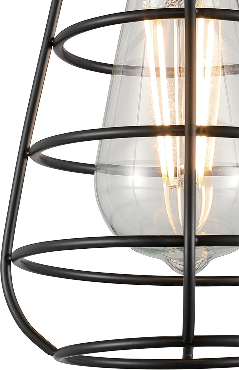image:imageWestinghouse 6130700 Bandera VintageStyle 5 Inch One Light SemiFlush Mount Ceiling Fixture Matte Black Finish Cage Shade