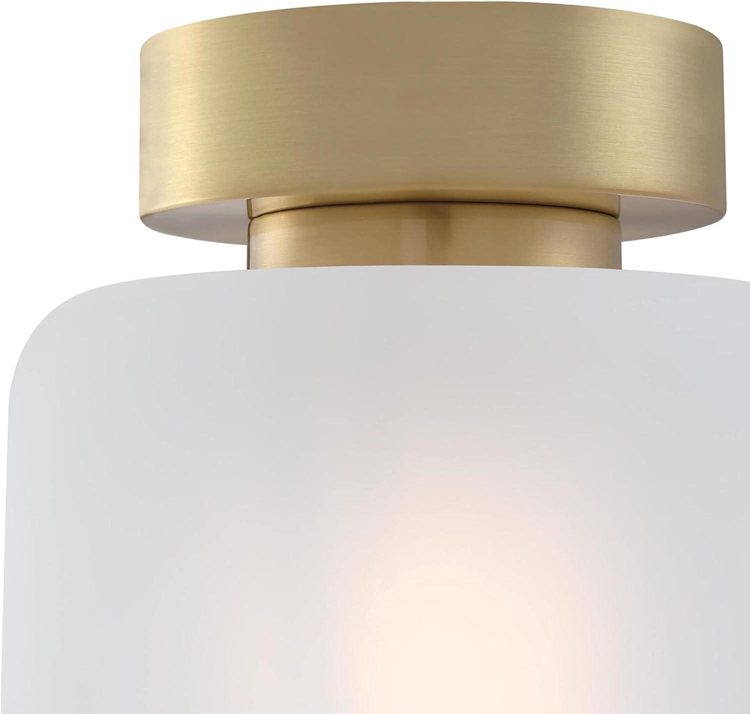 image:imageWestinghouse 6131200 Judd Transitional 8 Inch One Light SemiFlush Mount Ceiling Fixture Matte Black Finish Clear GlassChampagne Brass