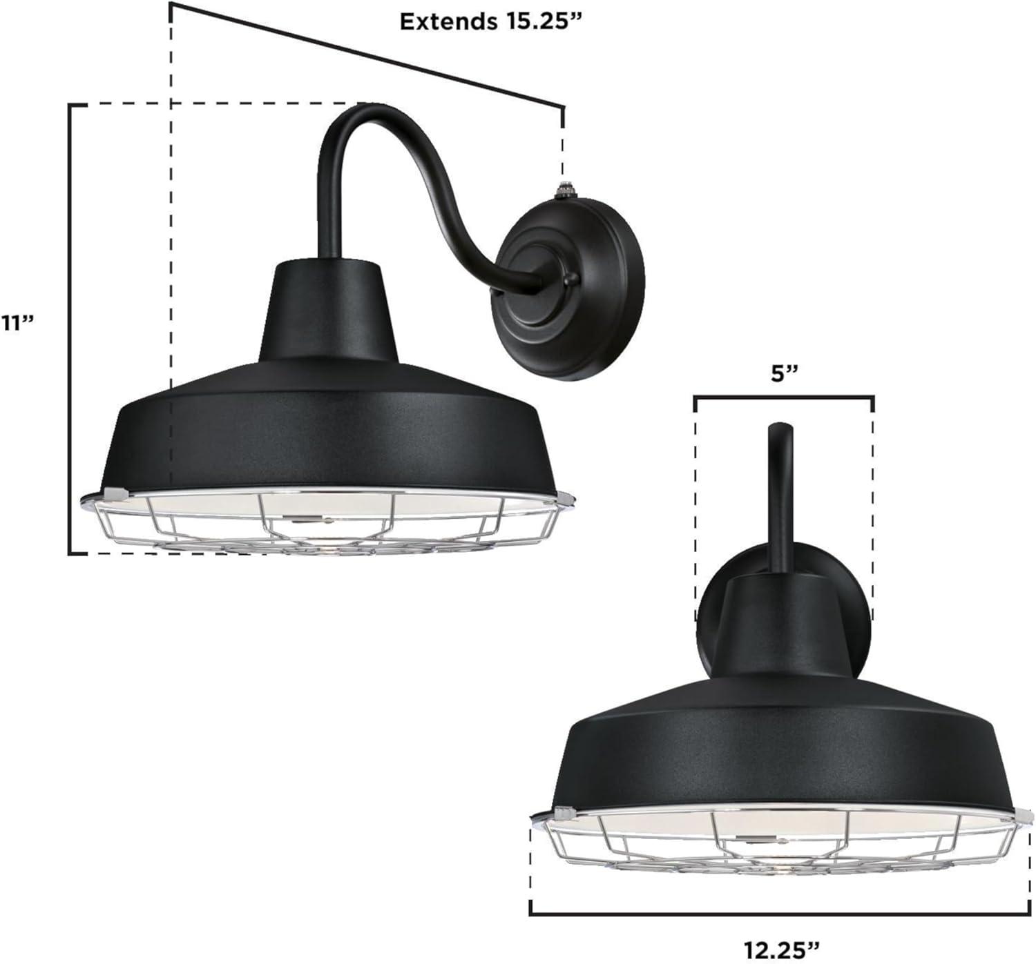 image:imageWestinghouse 6131300 Academy VintageStyle One Light Dimmable LED Outdoor Wall Fixture Dark Sky Friendly Textured Black Finish Removable Nickel Luster CageTextured Black