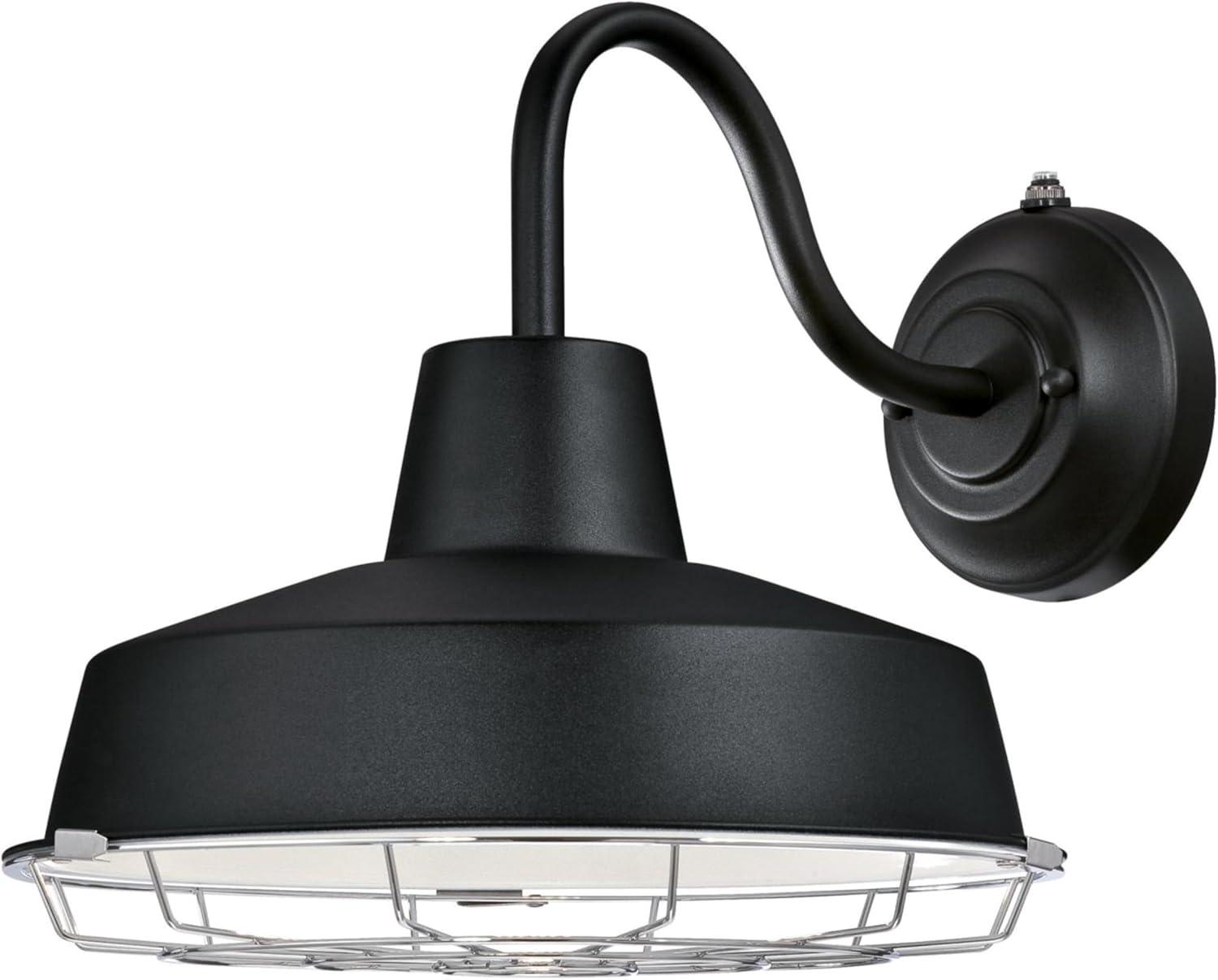 image:imageWestinghouse 6131300 Academy VintageStyle One Light Dimmable LED Outdoor Wall Fixture Dark Sky Friendly Textured Black Finish Removable Nickel Luster CageTextured Black
