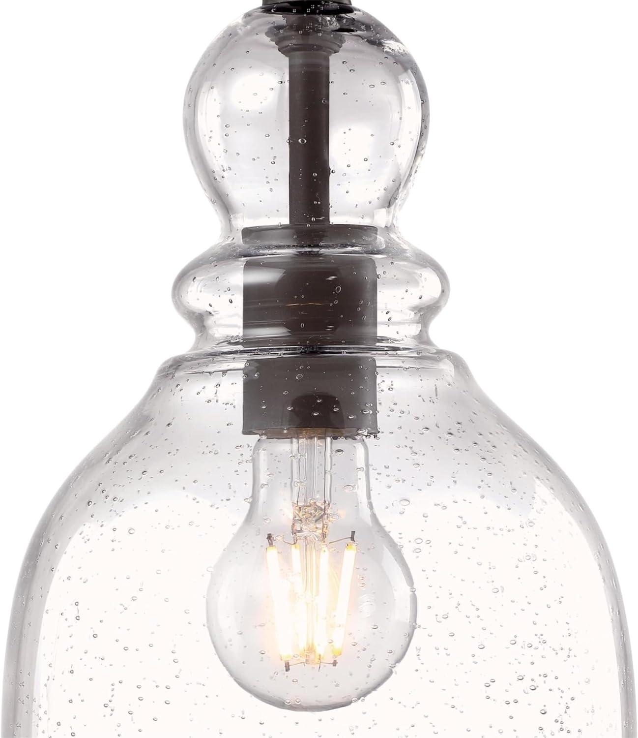 image:imageWestinghouse 6132800 Fiona Traditional One Light LED Indoor Mini Pendant Brushed Nickel Finish Clear Seeded GlassOilRubbed Bronze Finish