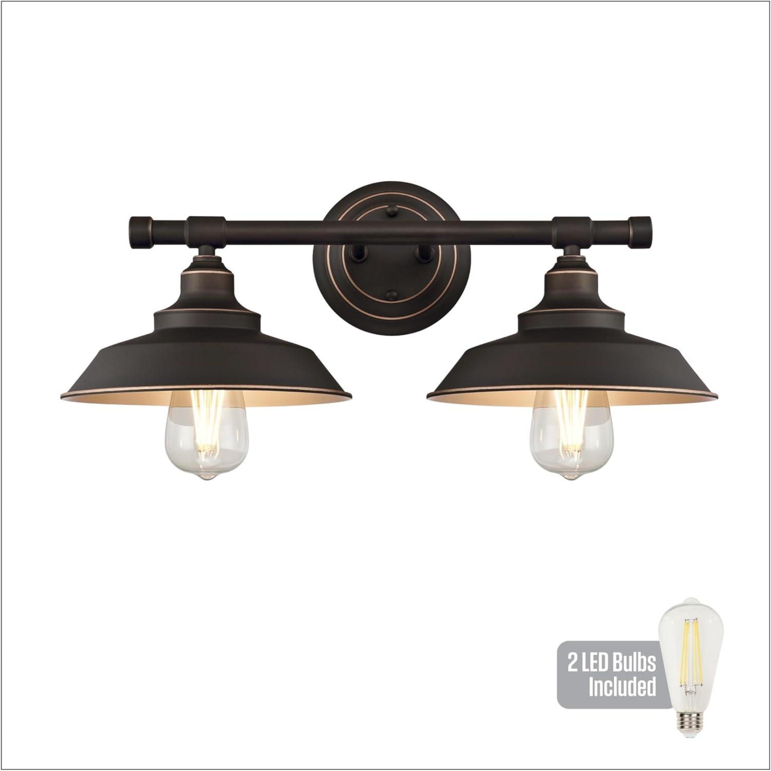 image:imageWestinghouse 6132900 Iron Hill VintageStyle Two Light LED Indoor Wall Fixture Oil Rubbed Bronze Finish with HighlightsOil Rubbed Bronze with bulbs