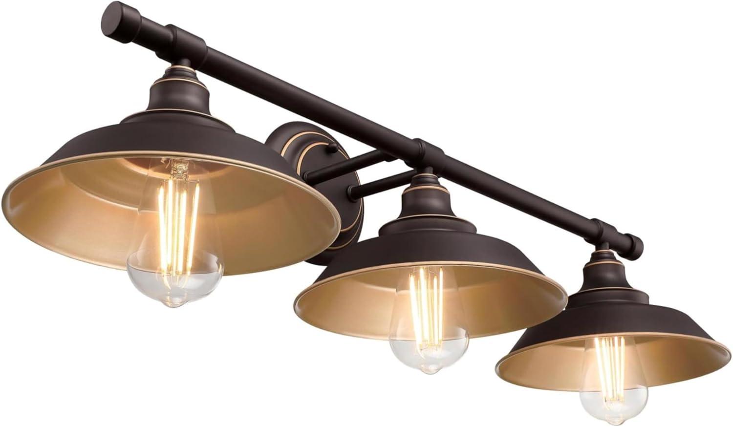 image:imageWestinghouse 6133000 Iron Hill VintageStyle Three Light LED Indoor Wall Fixture Oil Rubbed Bronze Finish with HighlightsOil Rubbed Bronze with bulbs included