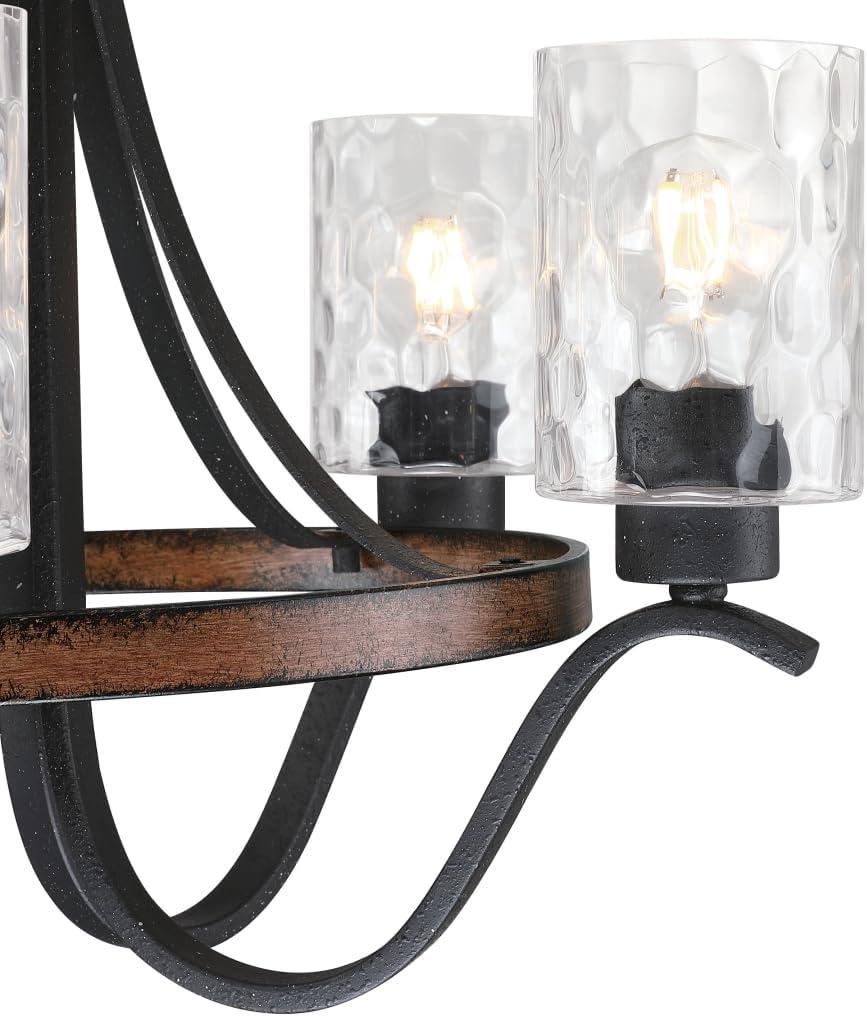 image:imageWestinghouse 6133100 Barnwell VintageStyle Five Light LED Indoor Chandelier Textured Iron and Barnwood Finish Clear Hammered Glass