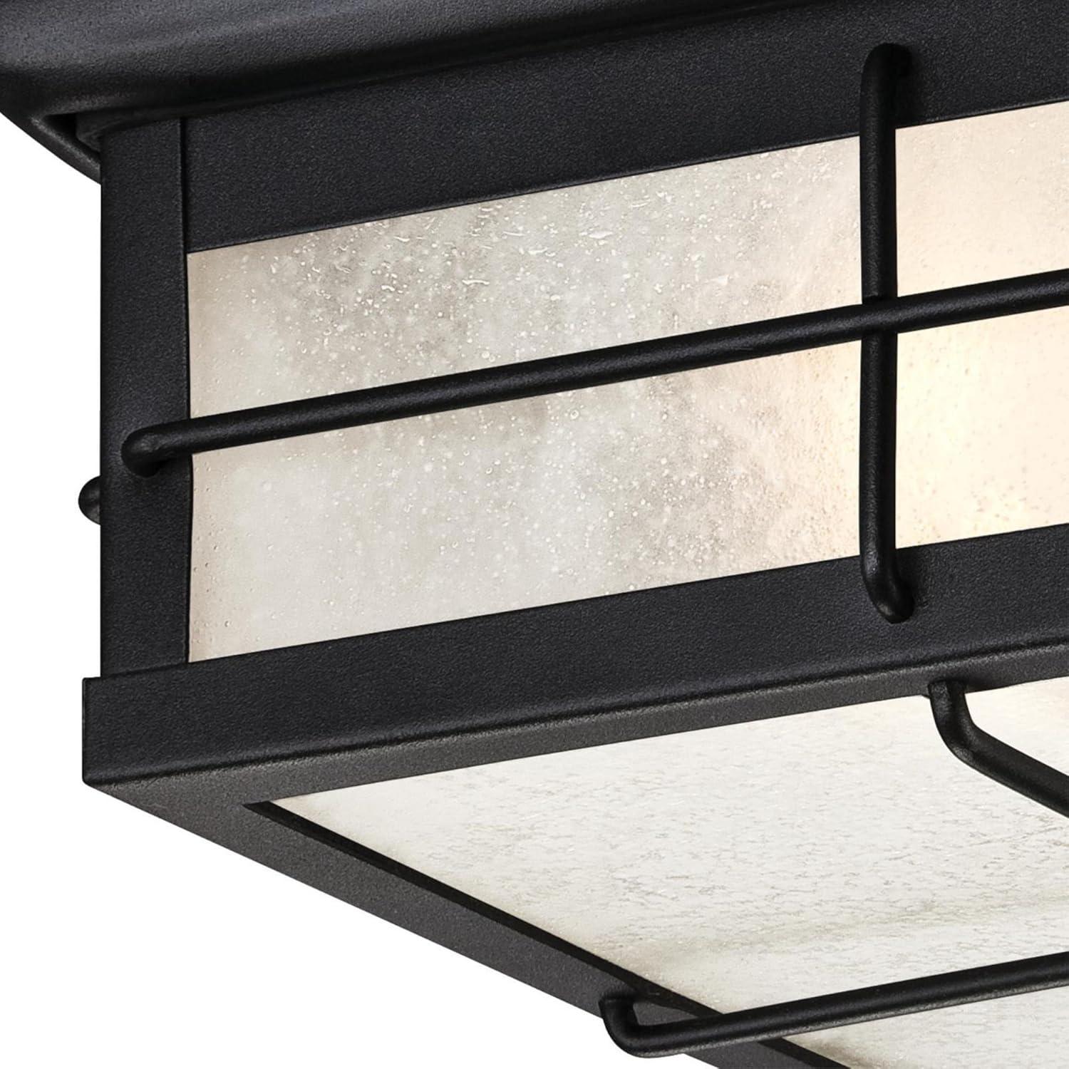 image:imageWestinghouse 6204800 Orwell TwoLight Outdoor FlushMount Fixture Textured Black Finish on Steel with Frosted Seeded GlassTextured Black