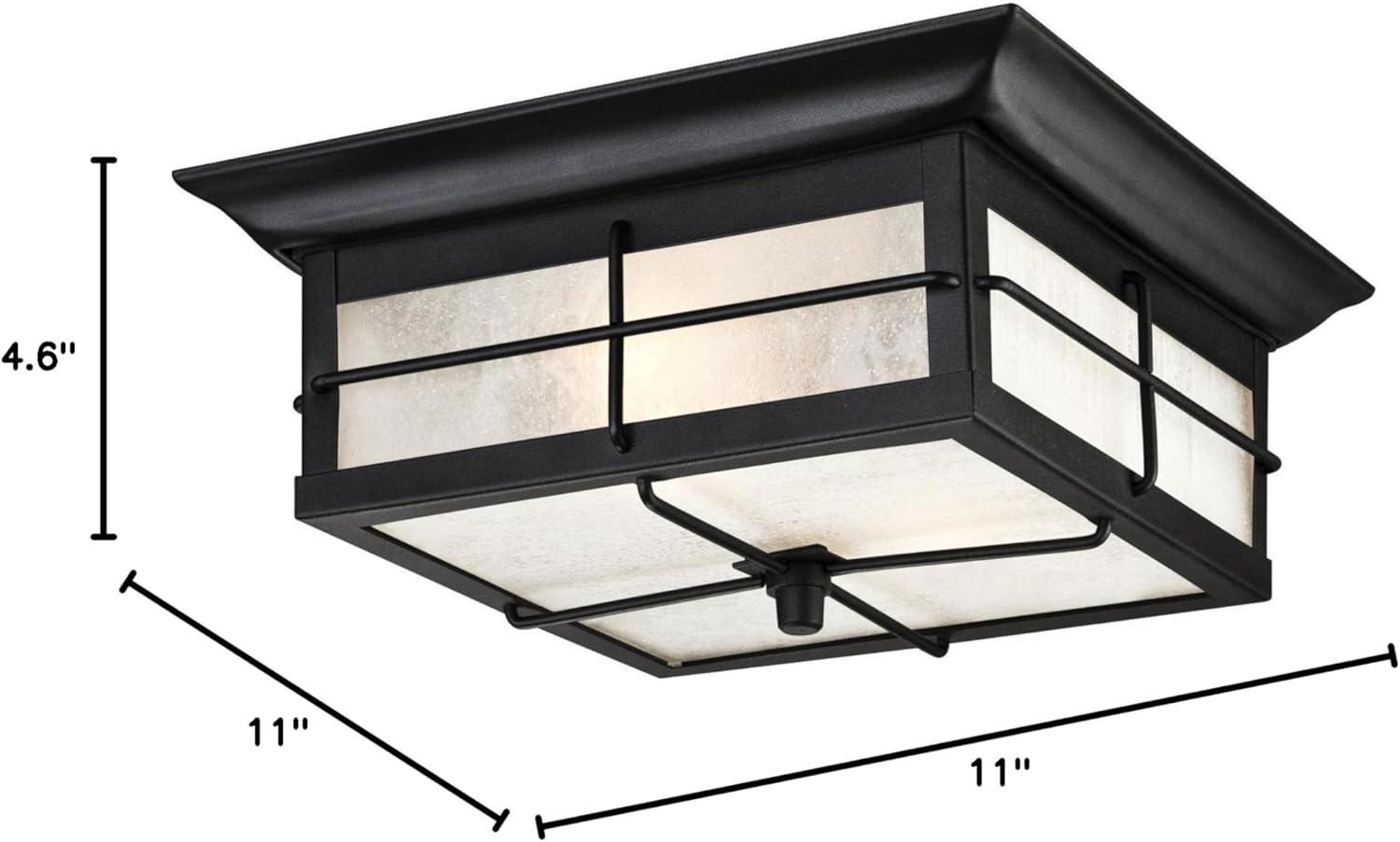image:imageWestinghouse 6204800 Orwell TwoLight Outdoor FlushMount Fixture Textured Black Finish on Steel with Frosted Seeded GlassTextured Black