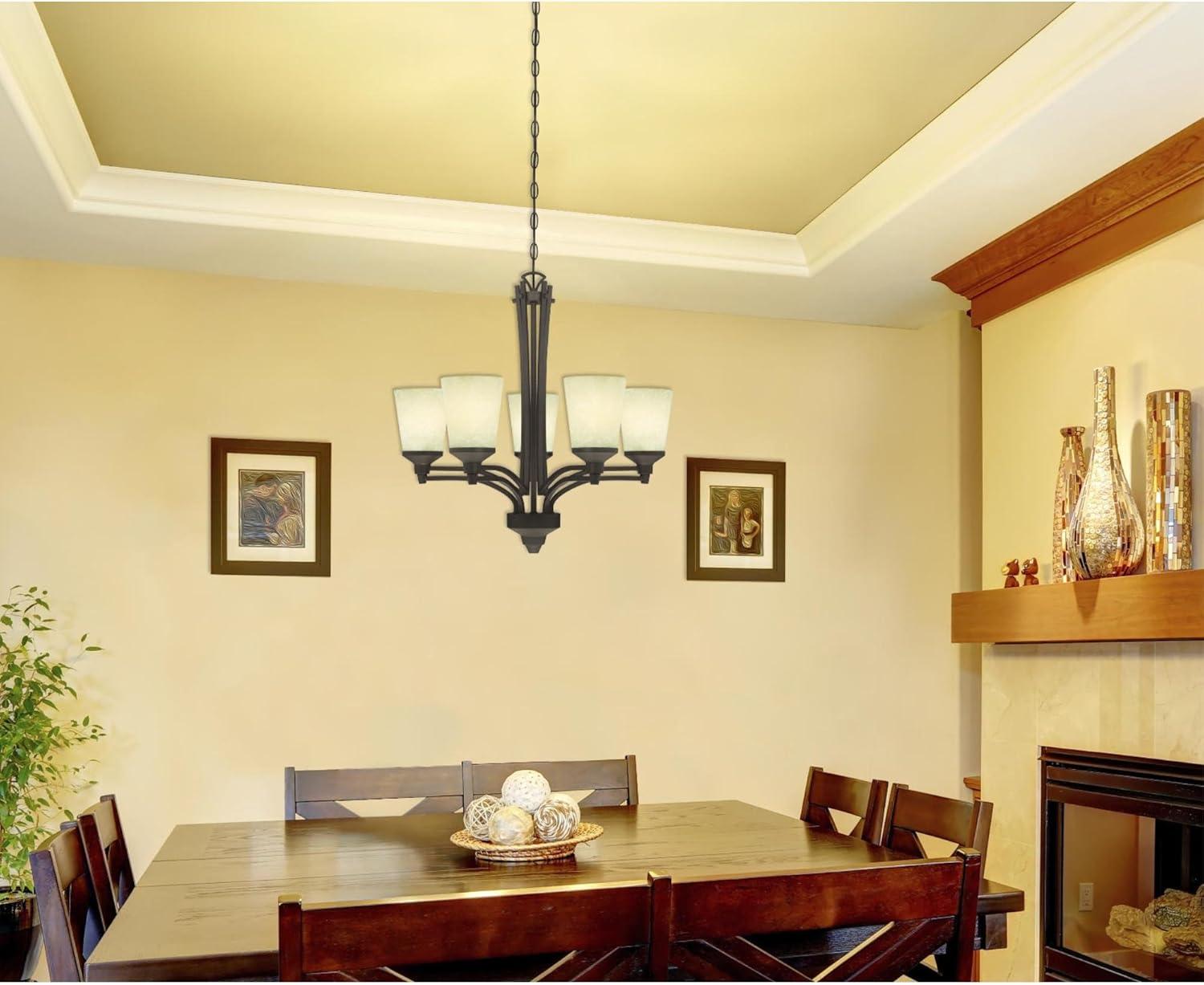 image:imageWestinghouse 6307100 Malvern FiveLight Indoor Chandelier Oil Rubbed Bronze Finish with Smoldering Scavo Glass