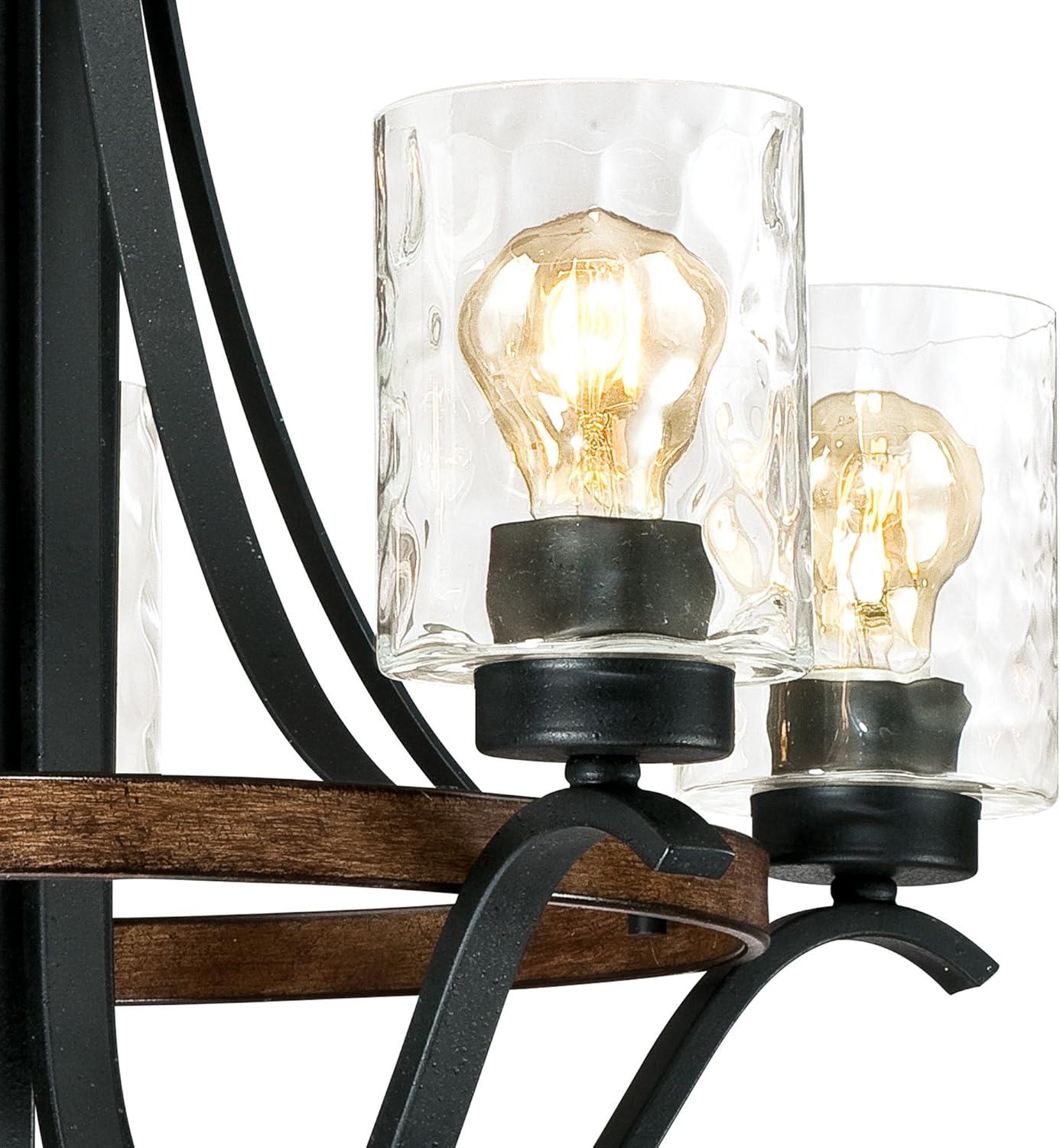 image:imageWestinghouse 6331900 Barnwell FiveLight Indoor Chandelier Textured Iron and Barnwood Finish with Clear Hammered Glass