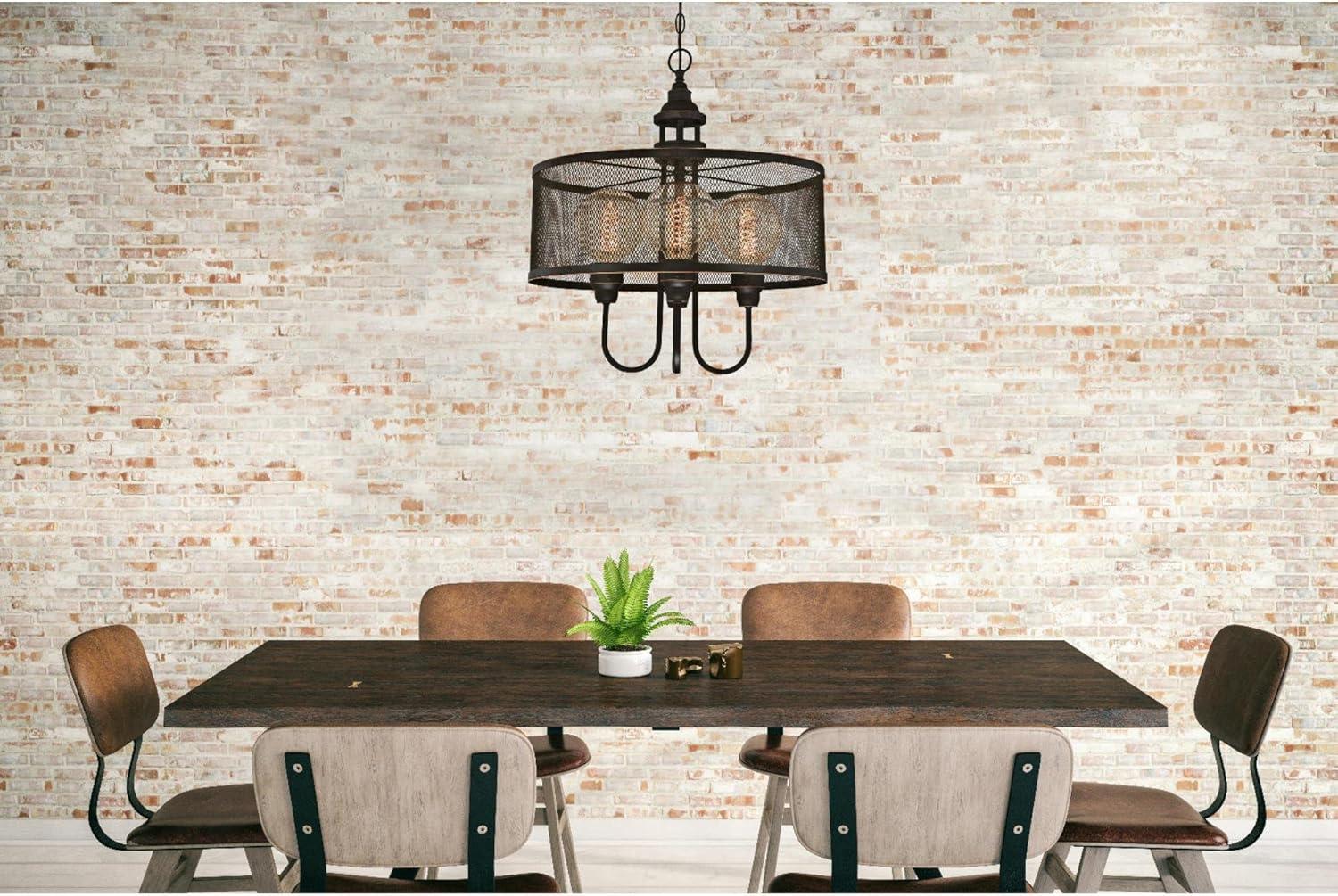 image:imageWestinghouse 6332900 Walter FourLight Indoor Chandelier Oil Rubbed Bronze Finish with Highlights and Mesh Shade