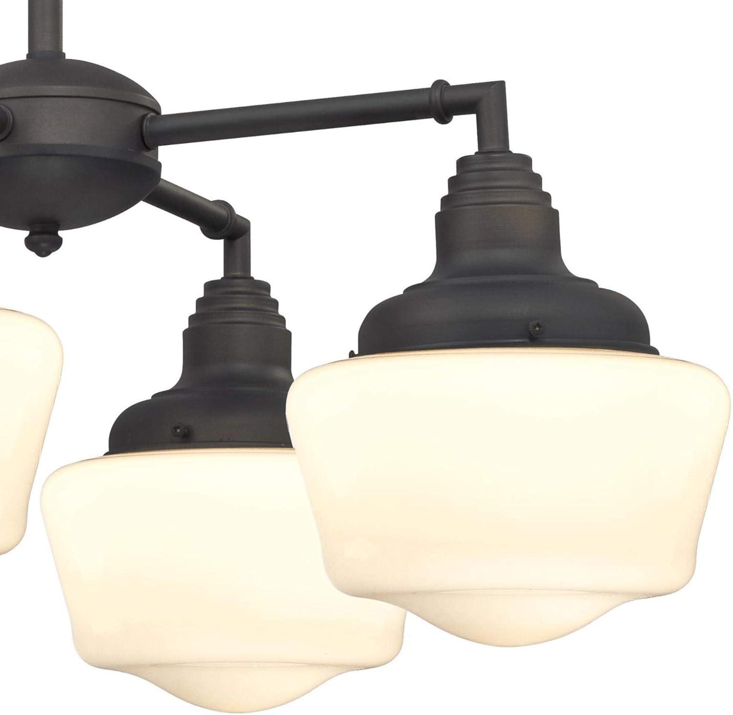 image:imageWestinghouse 6342000 Scholar FourLight Indoor Convertible ChandelierSemiFlush Ceiling Fixture Oil Rubbed Bronze Finish with White Opal Glass OilRubbed Bronze