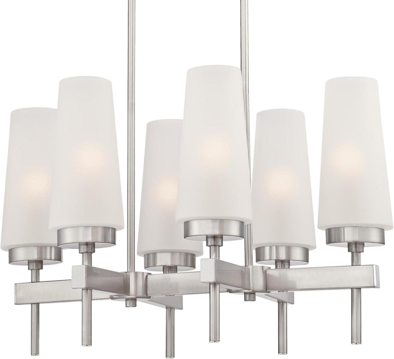 image:imageWestinghouse 6352700 Chaddsford SixLight Indoor Champagne Brass Finish with Frosted Glass ChandelierBrushed Nickel