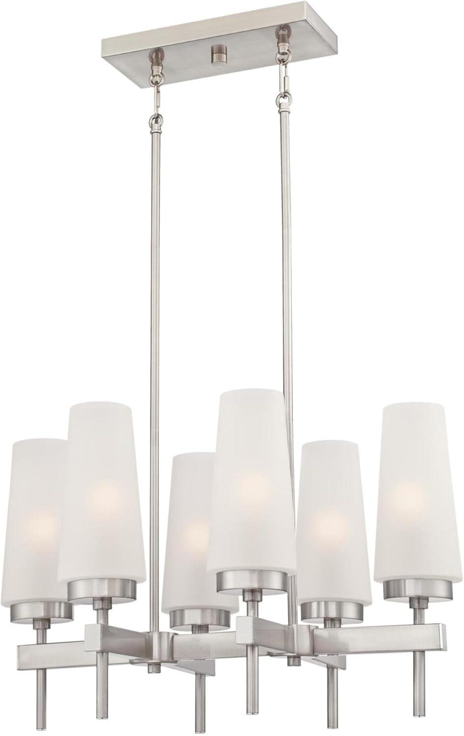image:imageWestinghouse 6352700 Chaddsford SixLight Indoor Champagne Brass Finish with Frosted Glass ChandelierBrushed Nickel