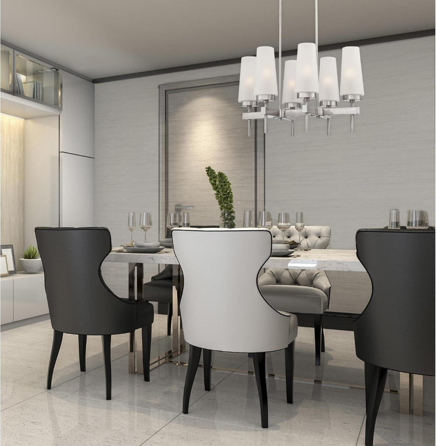 image:imageWestinghouse 6352700 Chaddsford SixLight Indoor Champagne Brass Finish with Frosted Glass ChandelierBrushed Nickel