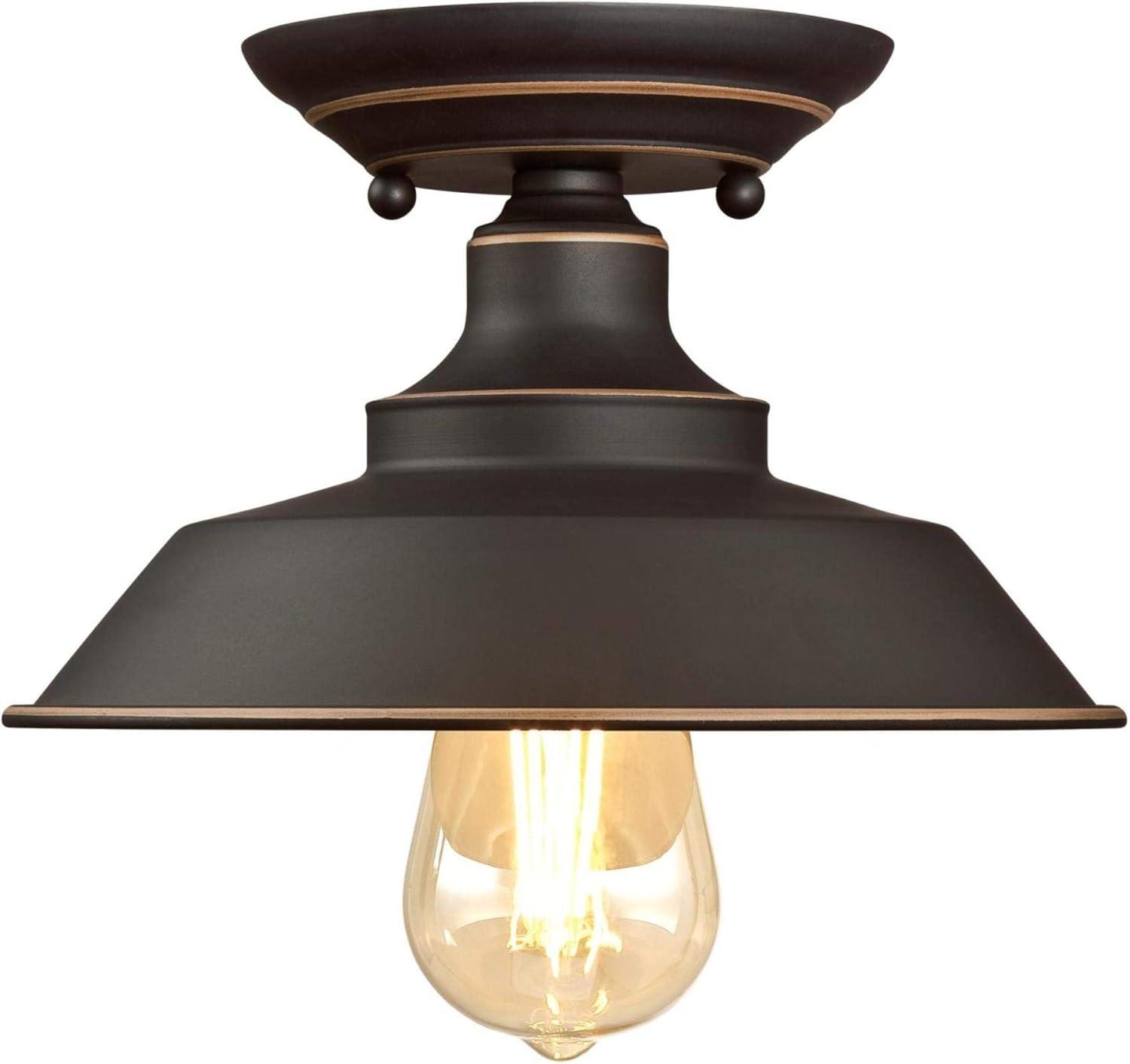 image:imageWestinghouse 6370100 Iron Hill 9Inch OneLight Indoor Semi Flush Mount Ceiling Light Oil Rubbed Bronze Finish with Highlights Red