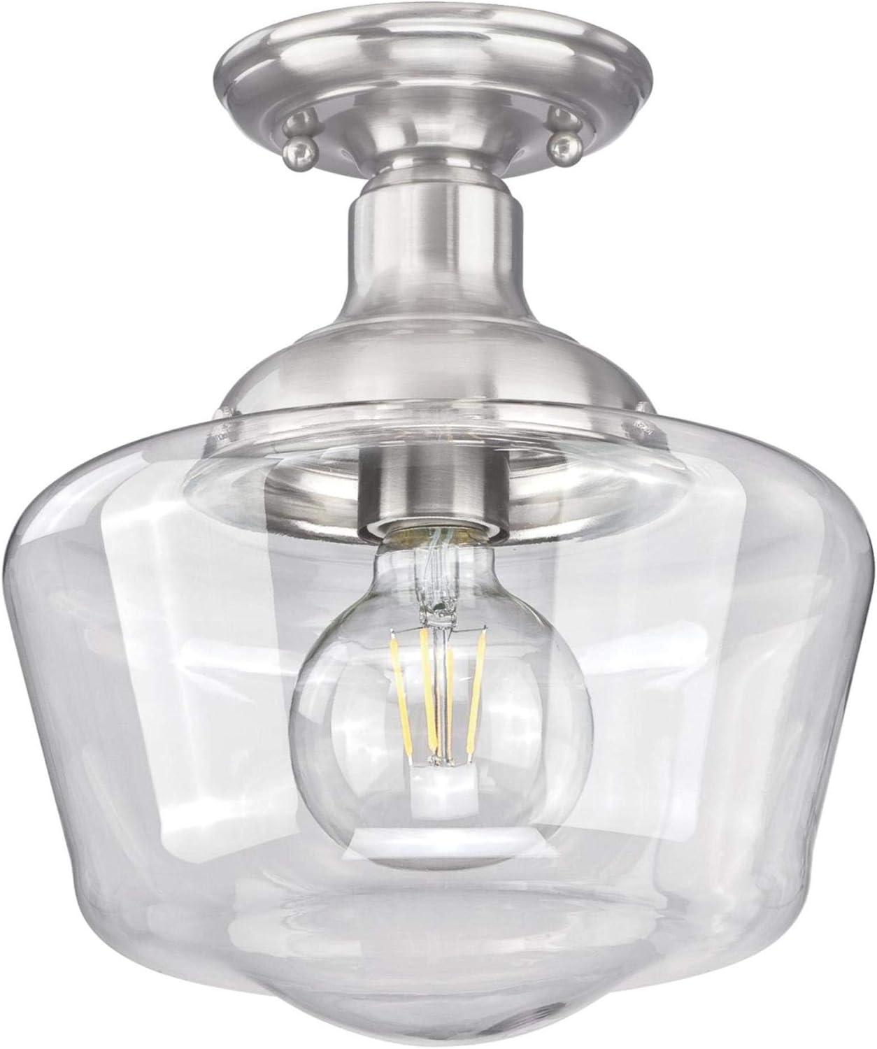 image:imageWestinghouse 6573200 Scholar 9Inch OneLight Indoor SemiFlush Mount Ceiling Fixture Brushed Nickel Finish with Clear Glass