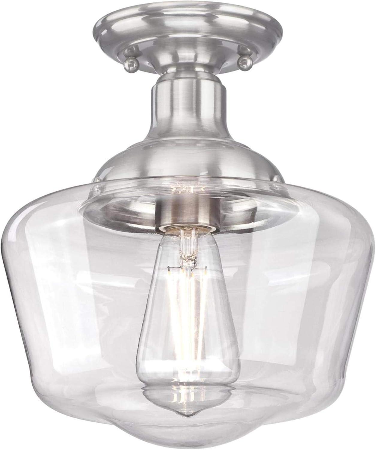 image:imageWestinghouse 6573200 Scholar 9Inch OneLight Indoor SemiFlush Mount Ceiling Fixture Brushed Nickel Finish with Clear Glass
