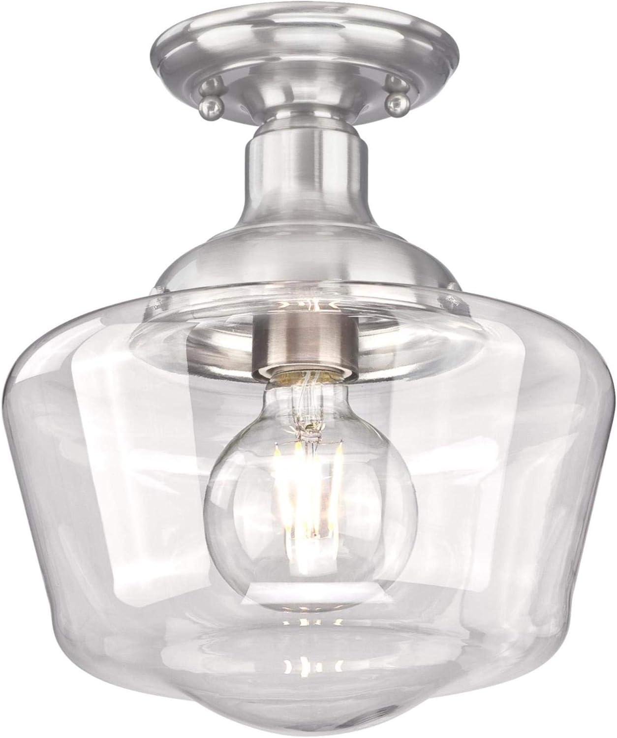 image:imageWestinghouse 6573200 Scholar 9Inch OneLight Indoor SemiFlush Mount Ceiling Fixture Brushed Nickel Finish with Clear Glass