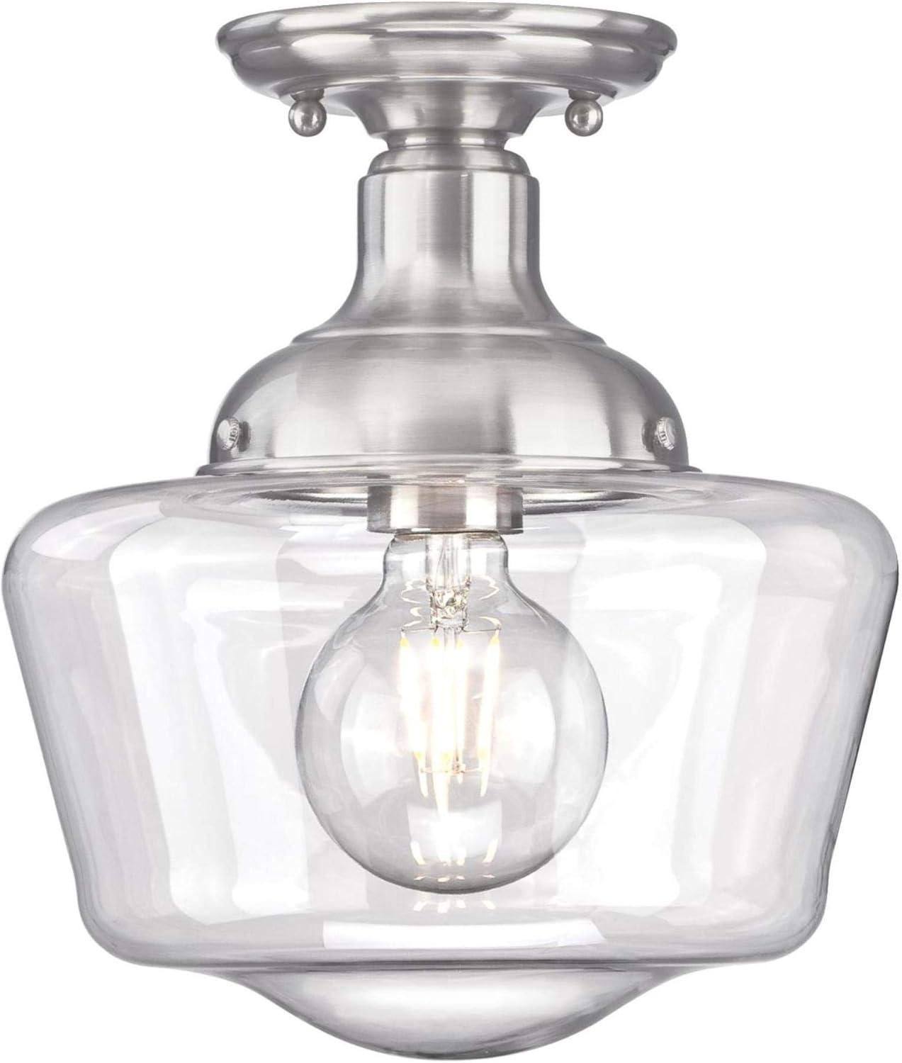 image:imageWestinghouse 6573200 Scholar 9Inch OneLight Indoor SemiFlush Mount Ceiling Fixture Brushed Nickel Finish with Clear Glass
