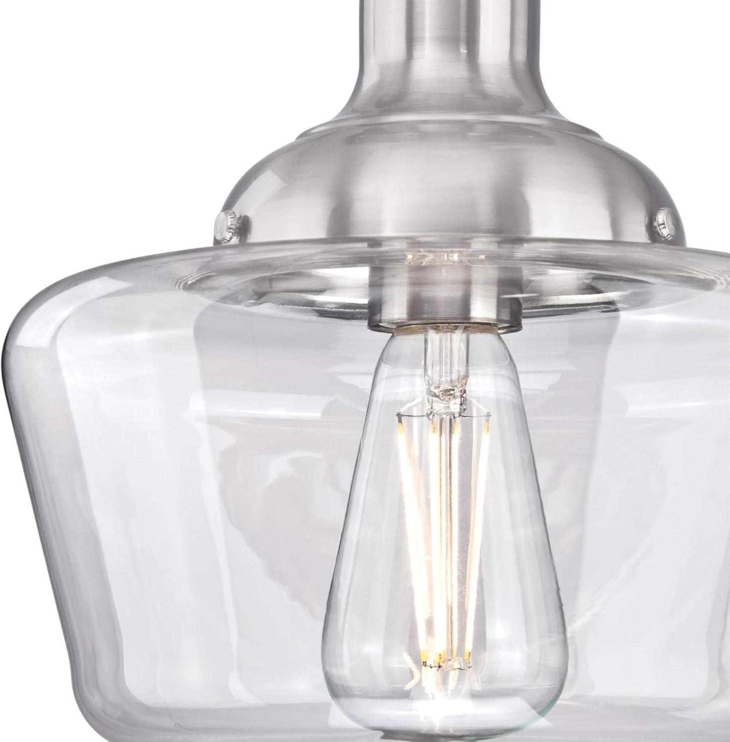 image:imageWestinghouse 6573200 Scholar 9Inch OneLight Indoor SemiFlush Mount Ceiling Fixture Brushed Nickel Finish with Clear Glass