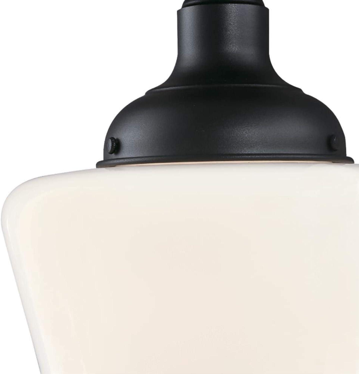 image:imageWestinghouse 6578300 Scholar 9 inch Vintage OneLight SemiFlush Mount Outdoor Ceiling Light Fixture Textured Black Finish White Opal GlassTextured Black with White Opal Glass