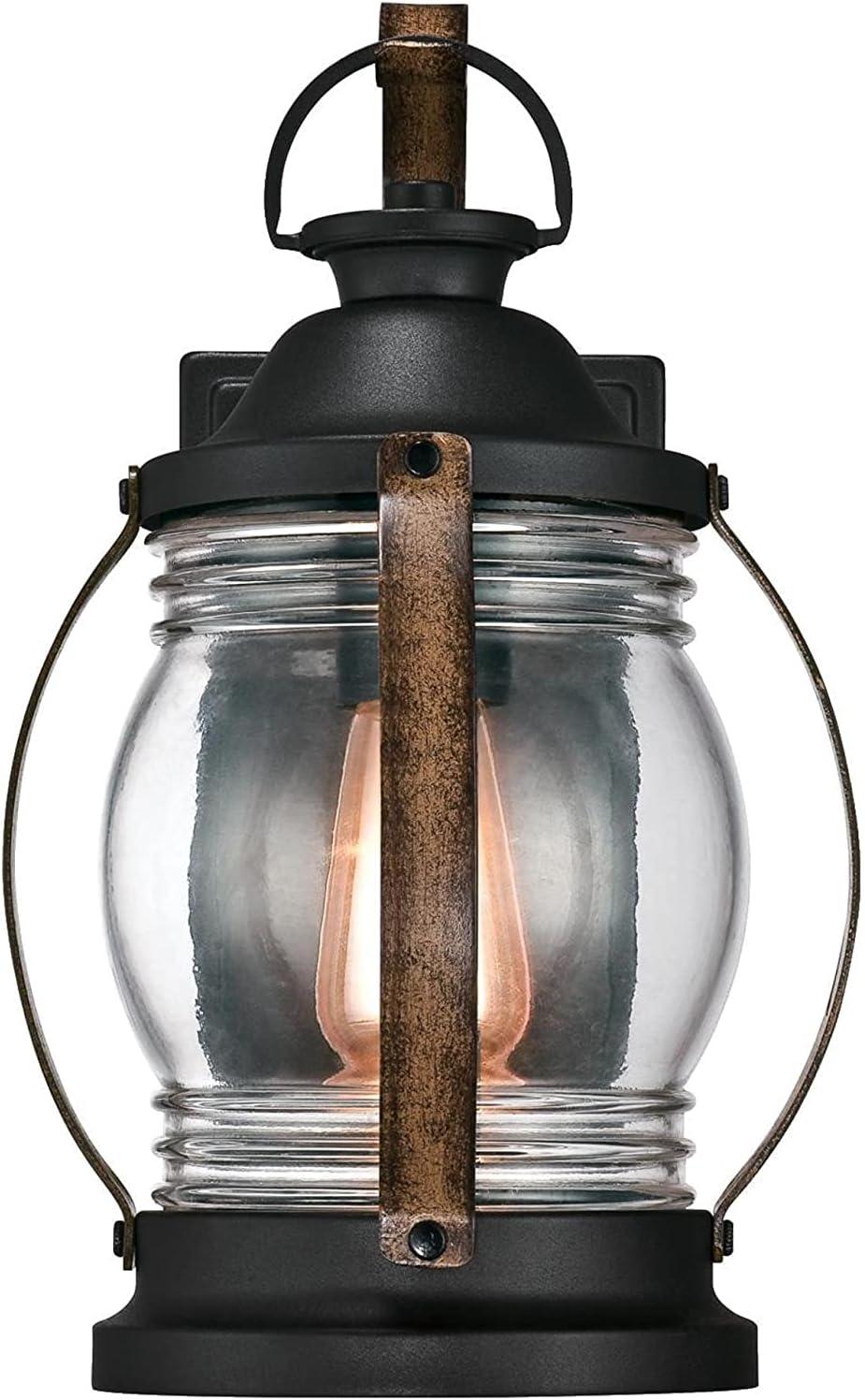 image:imageWestinghouse 6578800 Canyon Rustic OneLight Outdoor Post Top Light Fixture Textured Black and Barnwood Finish Clear GlassTextured Black W Barnwood