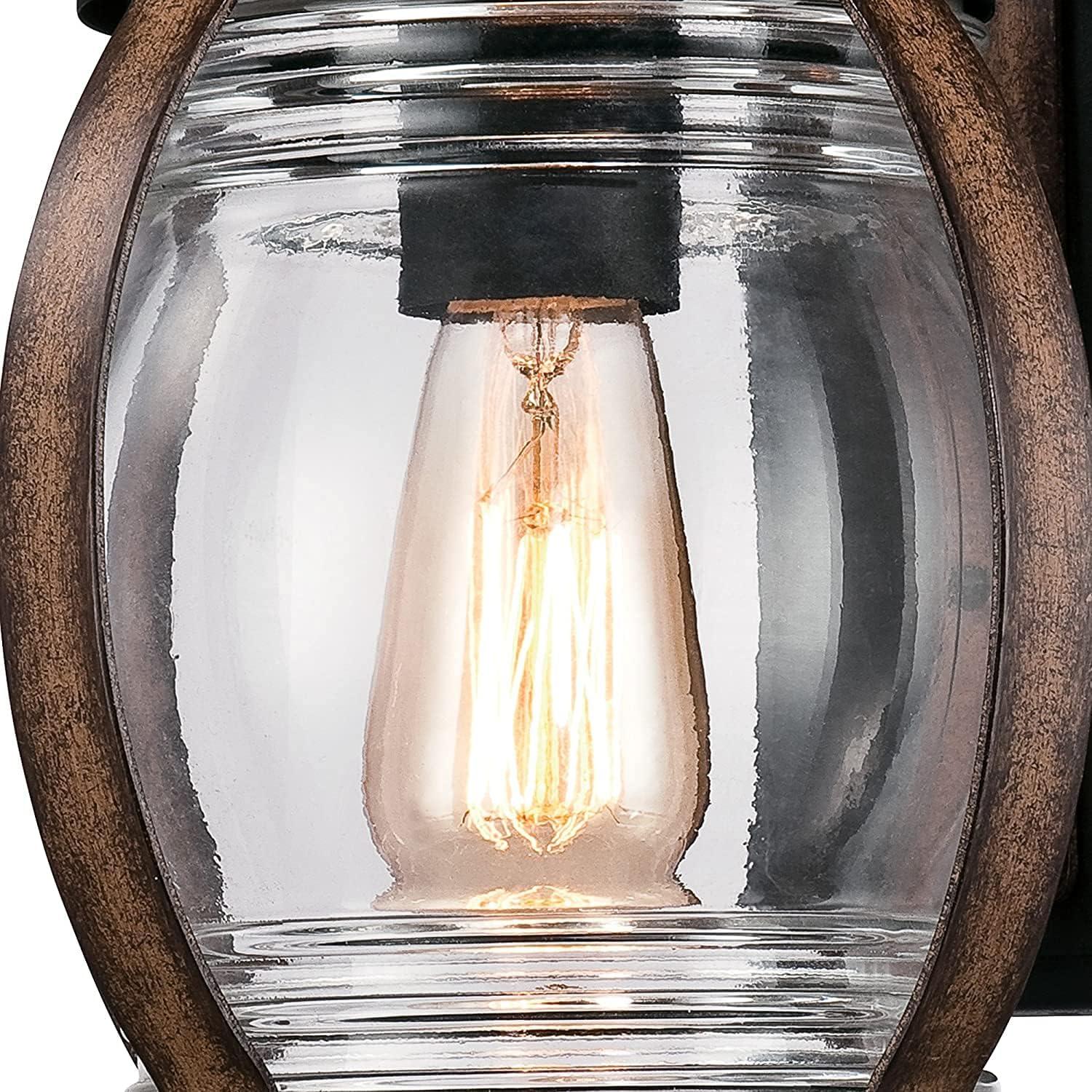 image:imageWestinghouse 6578800 Canyon Rustic OneLight Outdoor Post Top Light Fixture Textured Black and Barnwood Finish Clear GlassTextured Black W Barnwood
