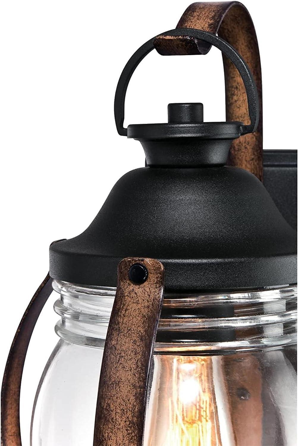 image:imageWestinghouse 6578800 Canyon Rustic OneLight Outdoor Post Top Light Fixture Textured Black and Barnwood Finish Clear GlassTextured Black W Barnwood