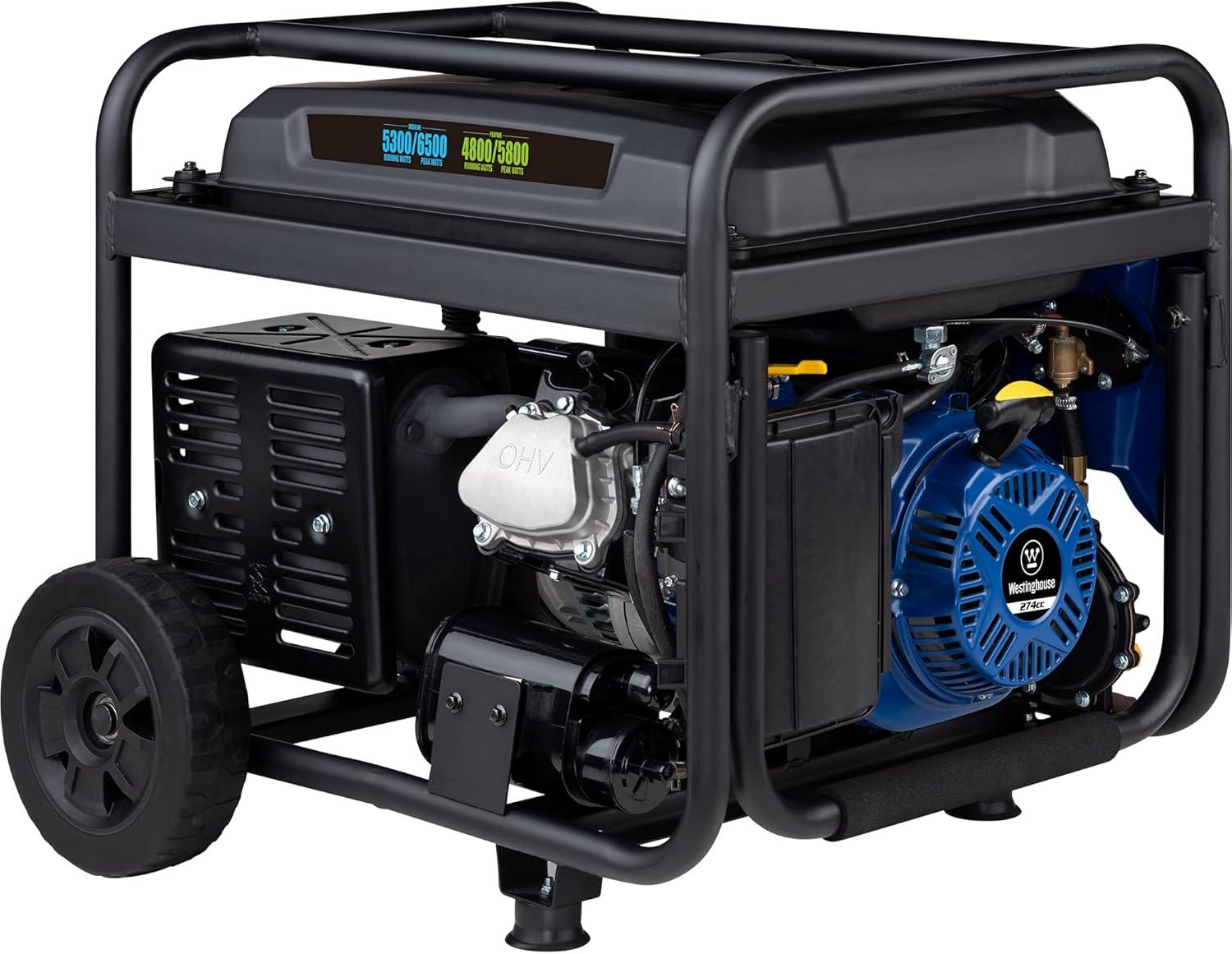 image:imageWestinghouse 6600 Peak Watt Home Backup Portable Generator Transfer Switch Ready 30A Outlet RV Ready 30A Outlet Gas Powered CO Sensor6500 Watts Dual Fuel