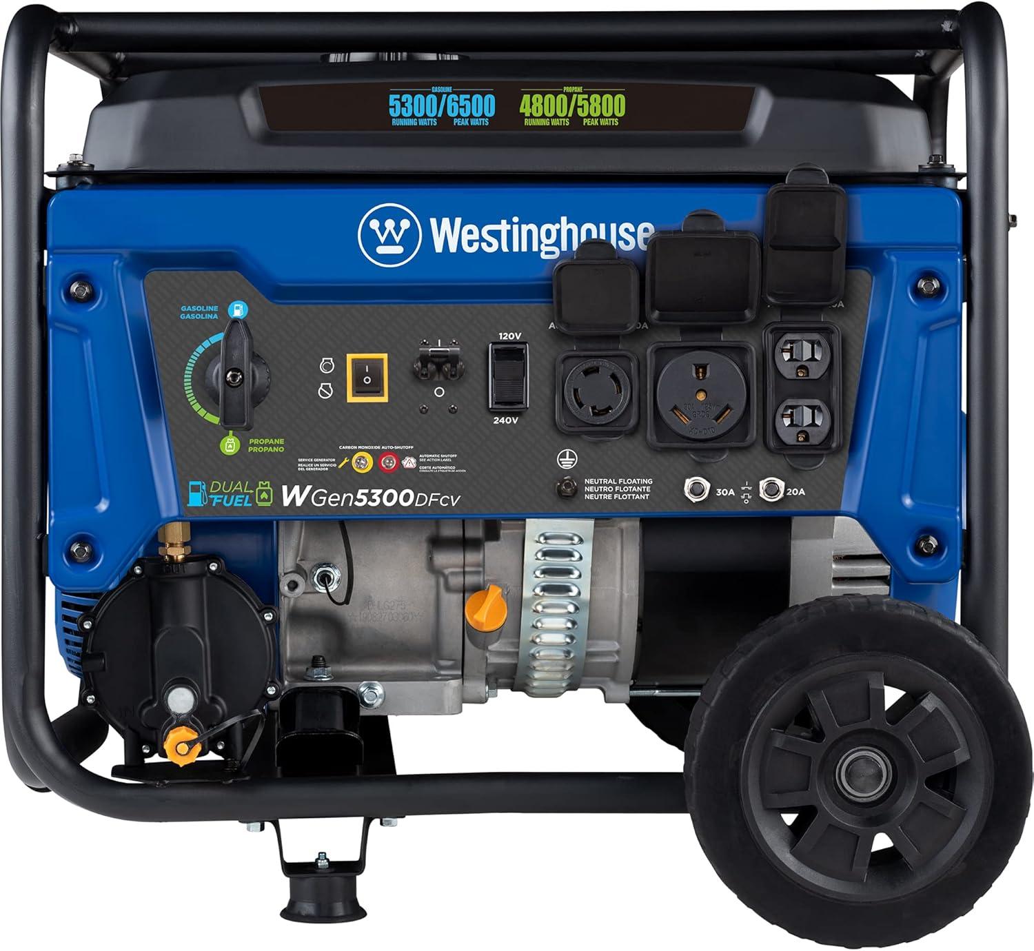 image:imageWestinghouse 6600 Peak Watt Home Backup Portable Generator Transfer Switch Ready 30A Outlet RV Ready 30A Outlet Gas Powered CO Sensor6500 Watts Dual Fuel
