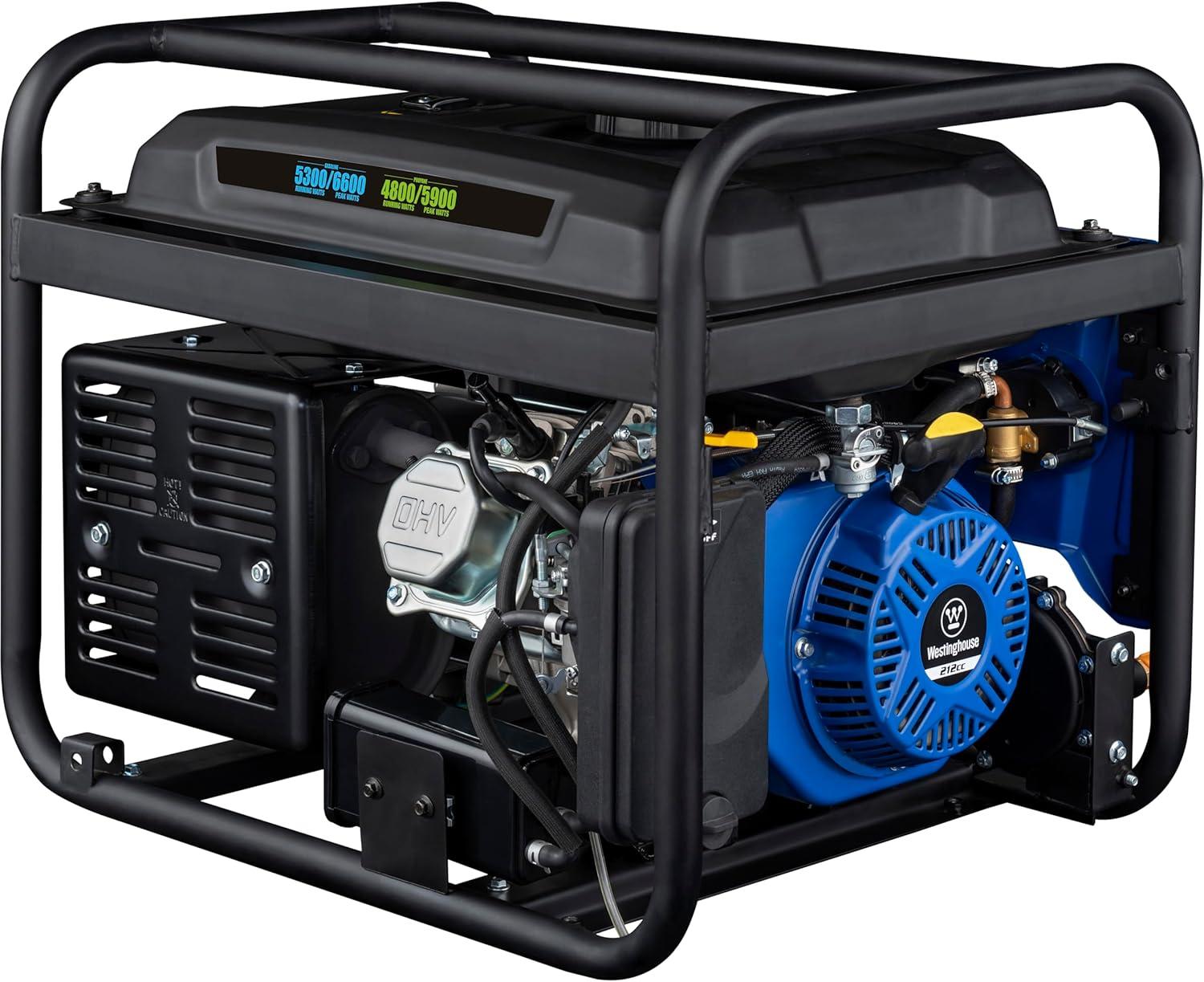 image:imageWestinghouse 6600 Peak Watt Home Backup Portable Generator Transfer Switch Ready 30A Outlet RV Ready 30A Outlet Gas Powered CO Sensor6600 Watts Dual Fuel Remote Start