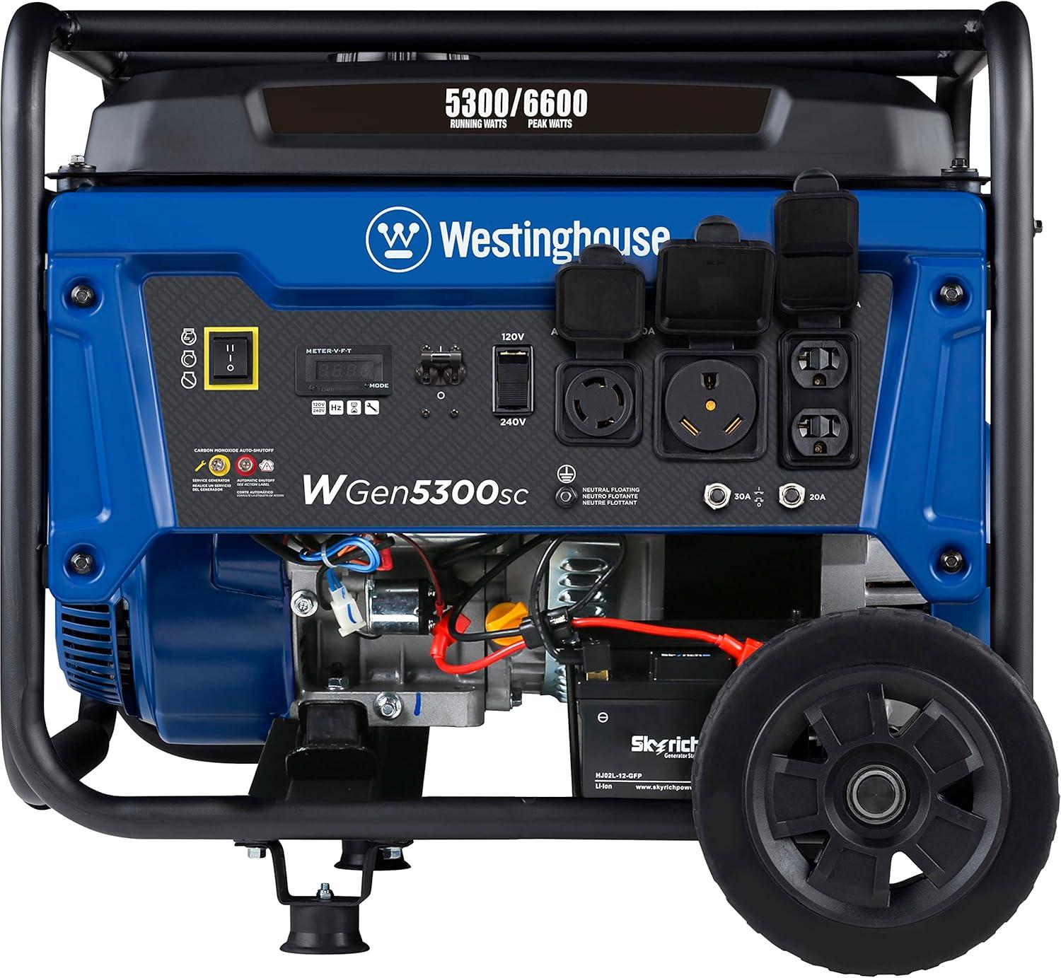 image:imageWestinghouse 6600 Peak Watt Home Backup Portable Generator Transfer Switch Ready 30A Outlet RV Ready 30A Outlet Gas Powered CO Sensor6600 Watts Gas Only Electric Start