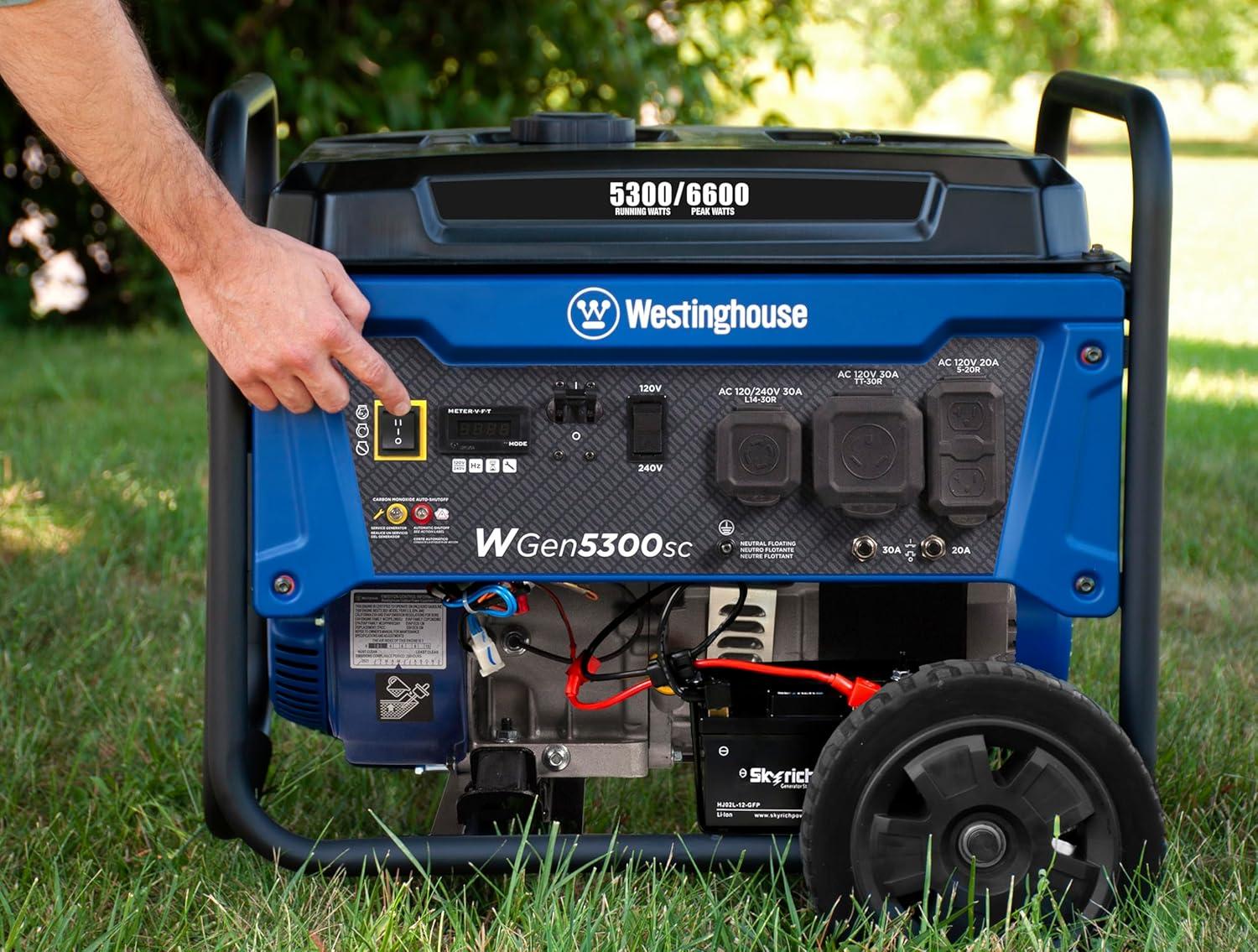 image:imageWestinghouse 6600 Peak Watt Home Backup Portable Generator Transfer Switch Ready 30A Outlet RV Ready 30A Outlet Gas Powered CO Sensor6600 Watts Gas Only Electric Start