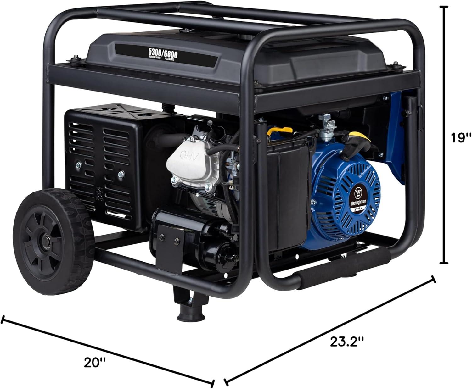 image:imageWestinghouse 6600 Peak Watt Home Backup Portable Generator Transfer Switch Ready 30A Outlet RV Ready 30A Outlet Gas Powered CO Sensor6600 Watts Gas Only