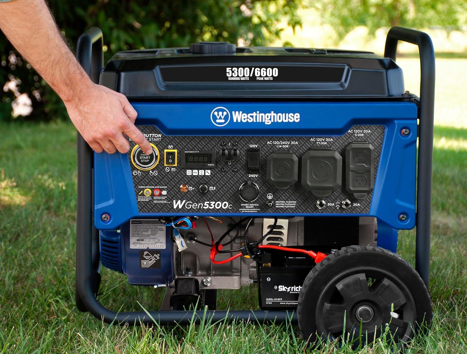 image:imageWestinghouse 6600 Peak Watt Home Backup Portable Generator Transfer Switch Ready 30A Outlet RV Ready 30A Outlet Gas Powered CO Sensor6600 Watts Gas Only Remote Start