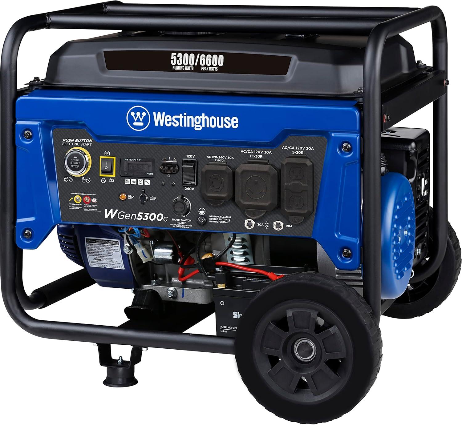 image:imageWestinghouse 6600 Peak Watt Home Backup Portable Generator Transfer Switch Ready 30A Outlet RV Ready 30A Outlet Gas Powered CO Sensor6600 Watts Gas Only Remote Start
