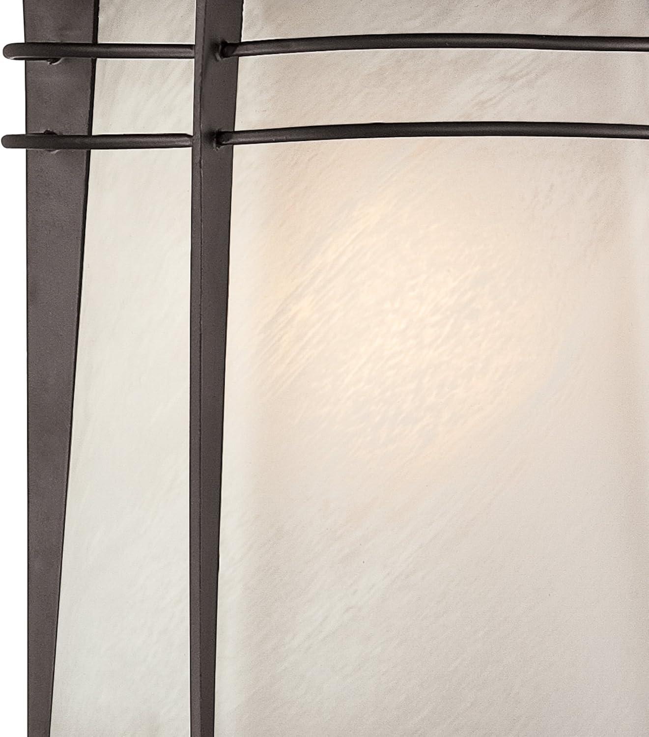image:imageWestinghouse 6674100 Senecaville OneLight Exterior Wall Lantern Weathered Bronze Finish on Steel with White Alabaster Glass