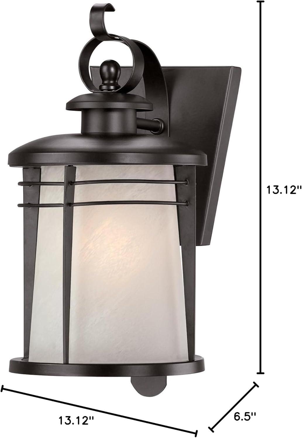 image:imageWestinghouse 6674100 Senecaville OneLight Exterior Wall Lantern Weathered Bronze Finish on Steel with White Alabaster Glass