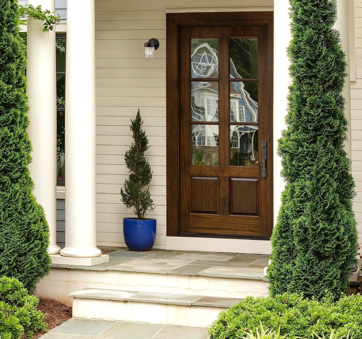image:imageWestinghouse 6688200 OneLight Outdoor Jelly Jar Wall Fixture Oil Rubbed Bronze Finish with Clear Ribbed Glass