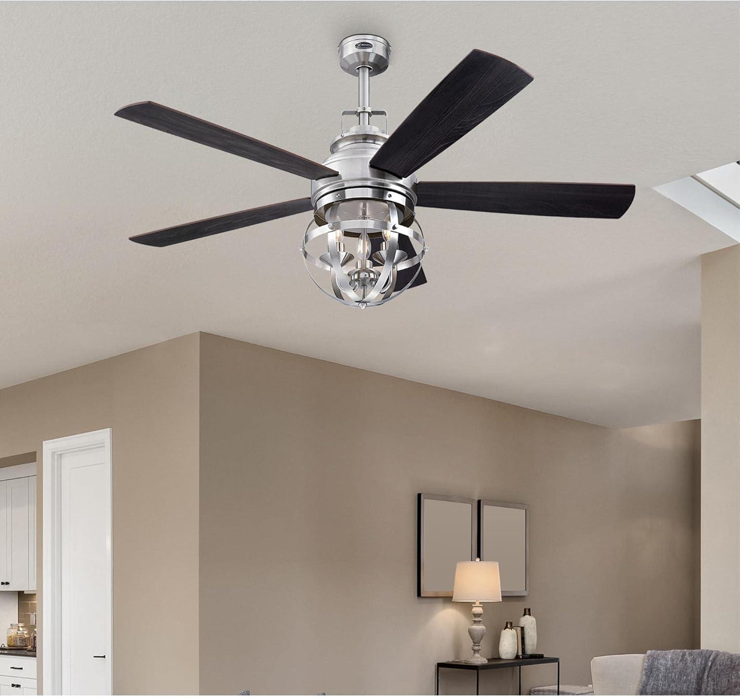 image:imageWestinghouse 7217100 Stella Mira 52Inch Oil Rubbed Bronze Indoor Ceiling Fan LED Light Kit Remote Control IncludedBrushed Nickel
